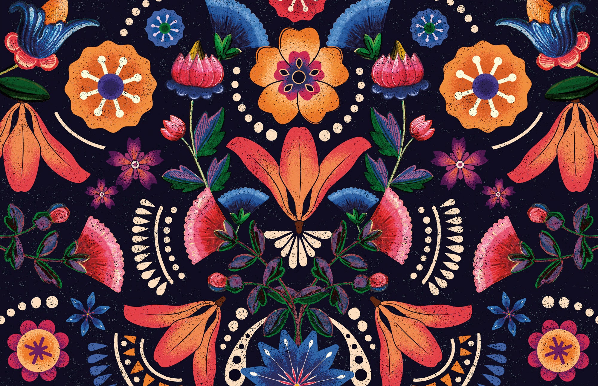 Mexican Ethnic Floral Wallpaper Mural