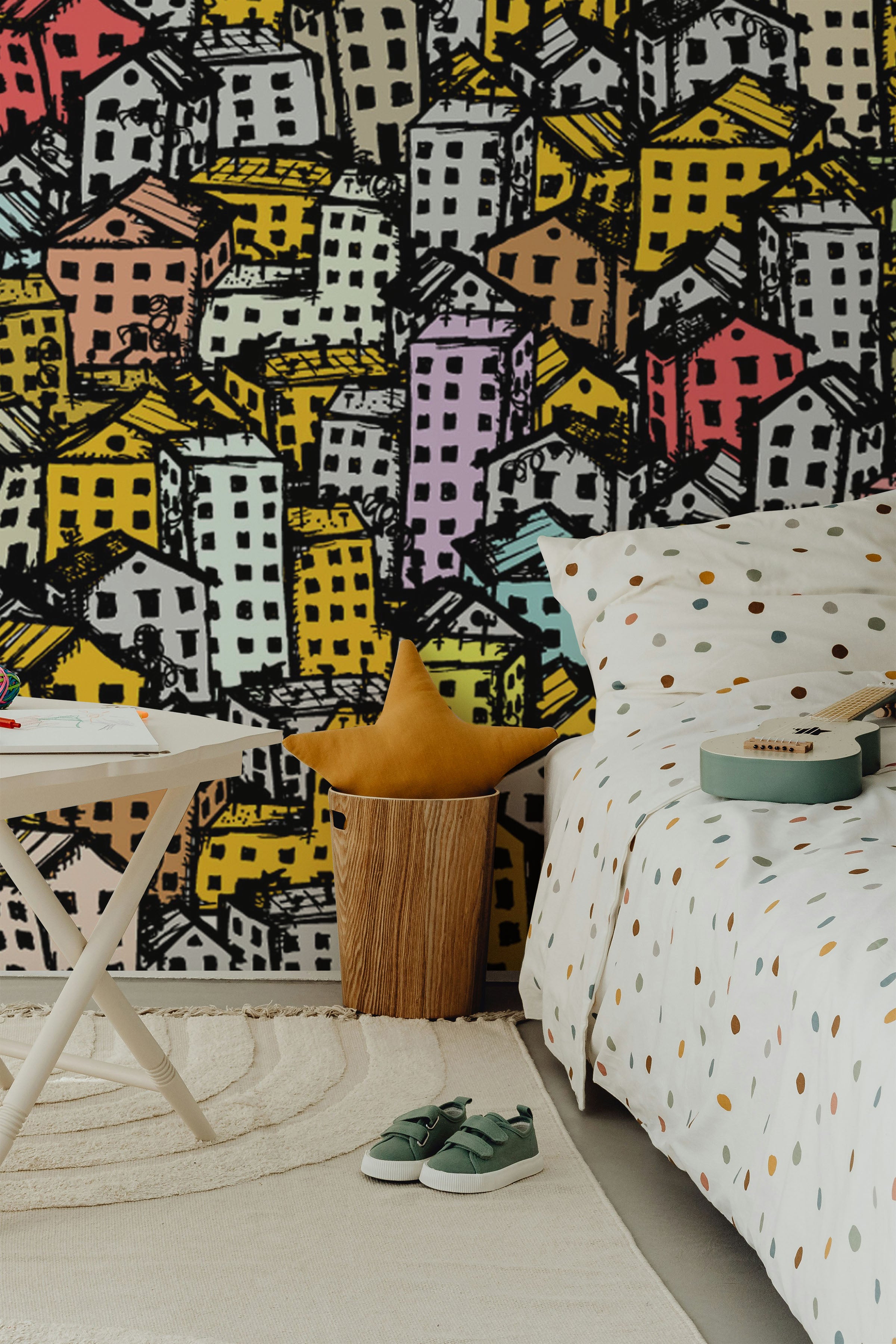 Colourful City Sketch Wall Mural