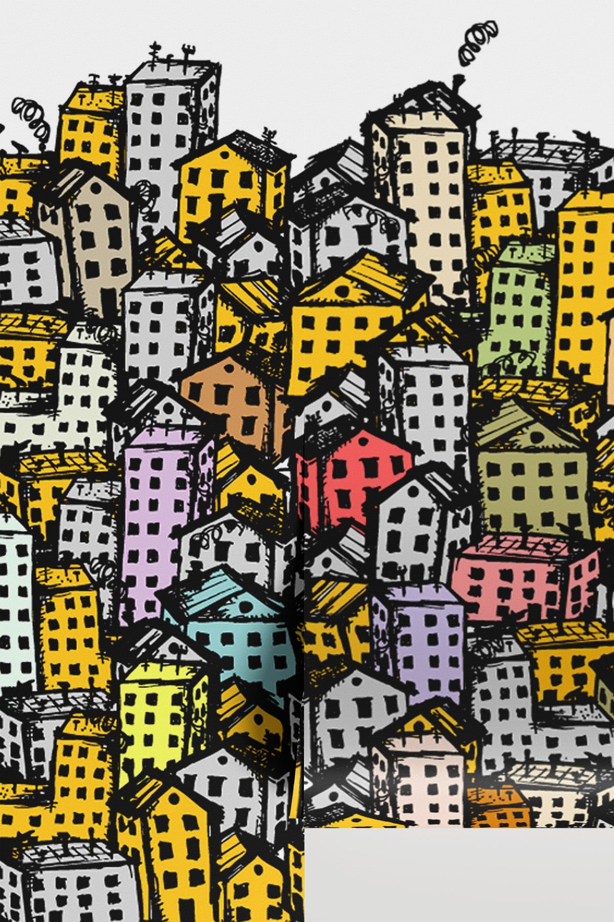 Colourful City Sketch Wall Mural
