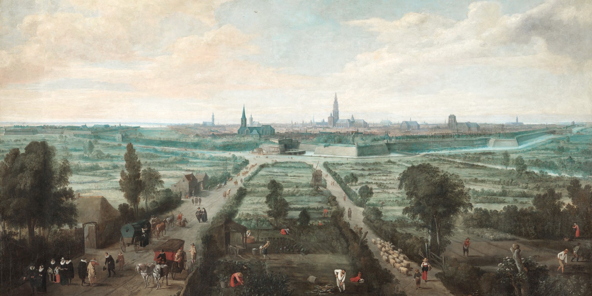 Historical Panoramic Antwerp Wall Mural