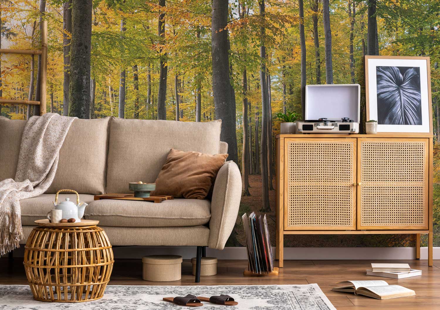 Golden Fall Forest Wall Mural