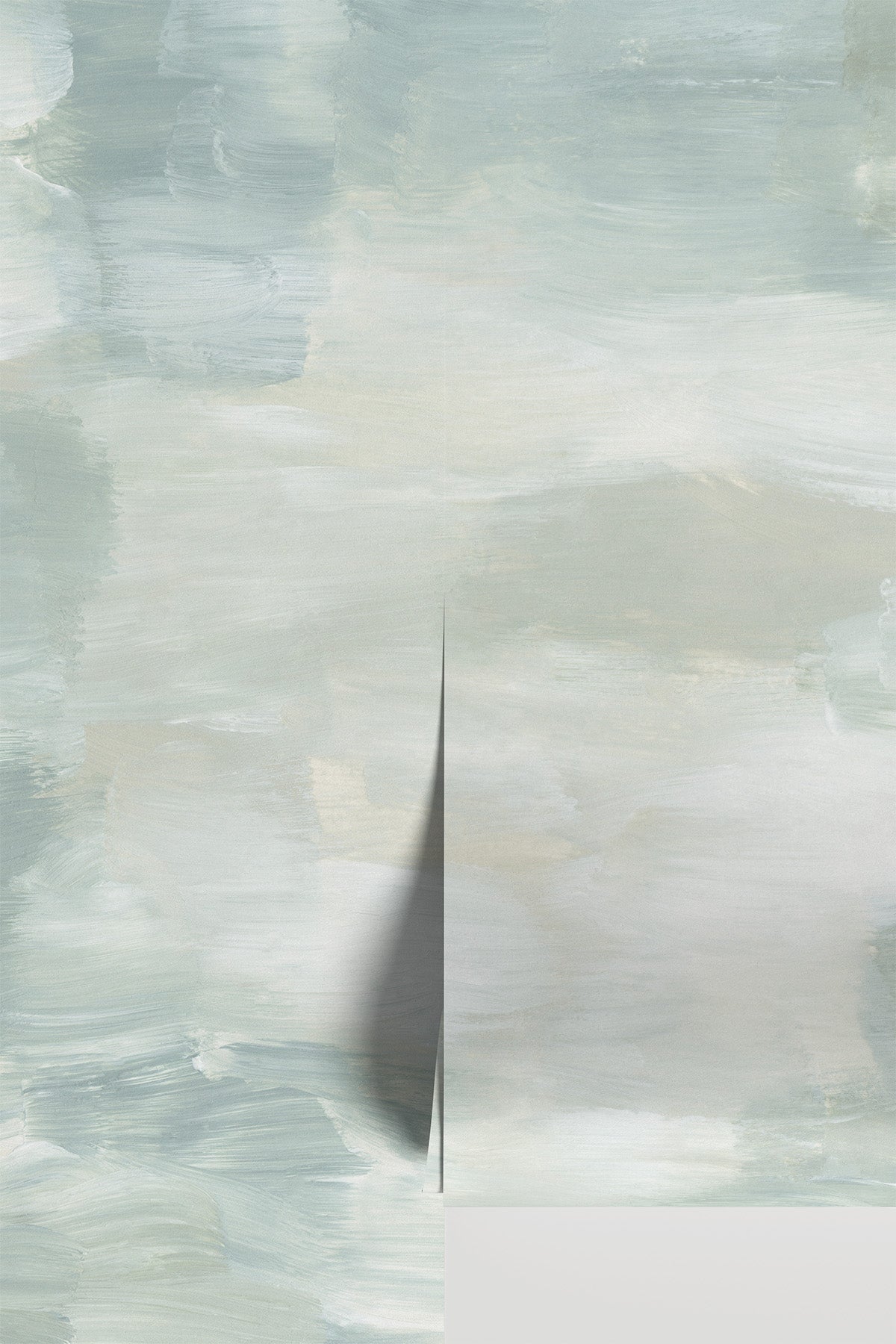 Abstract Taiga #2 wall mural swatch in green and blue hand-painted abstract design