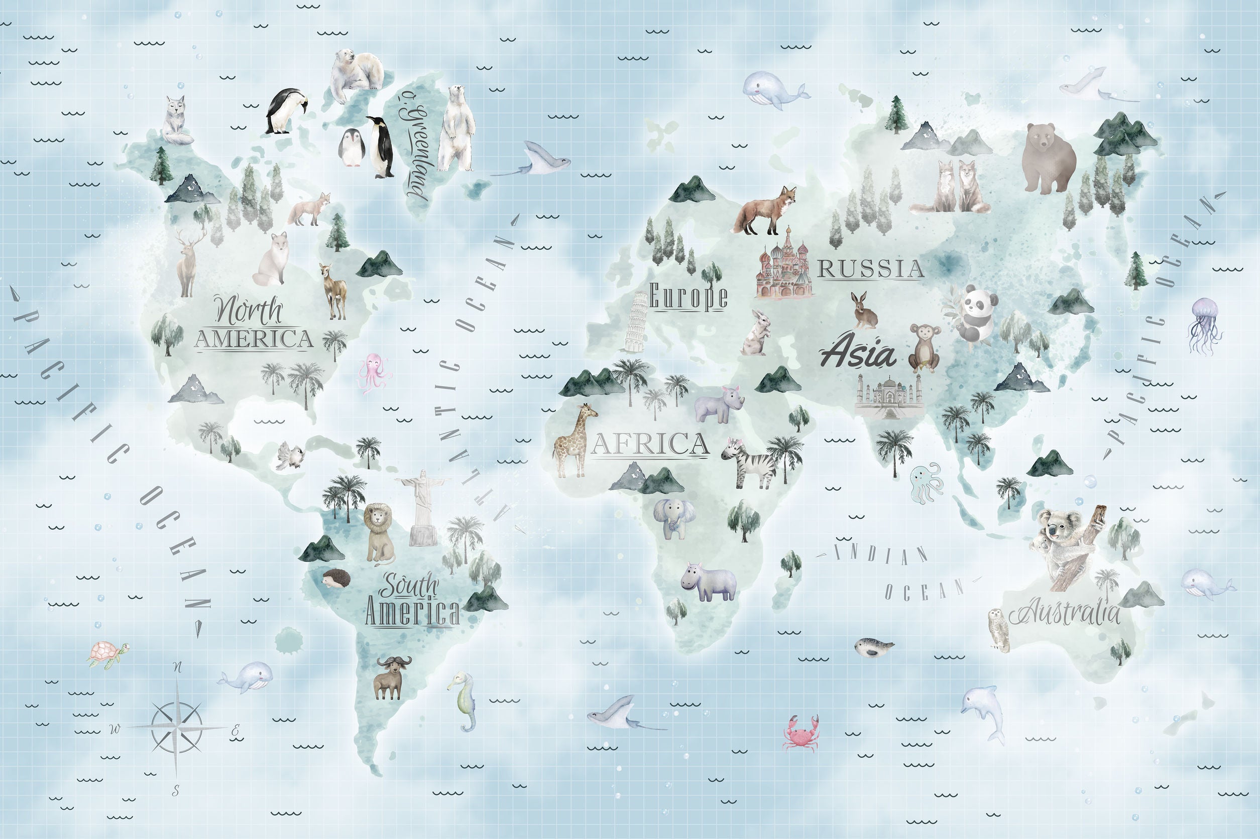 Kids Dreamy Sky World Map