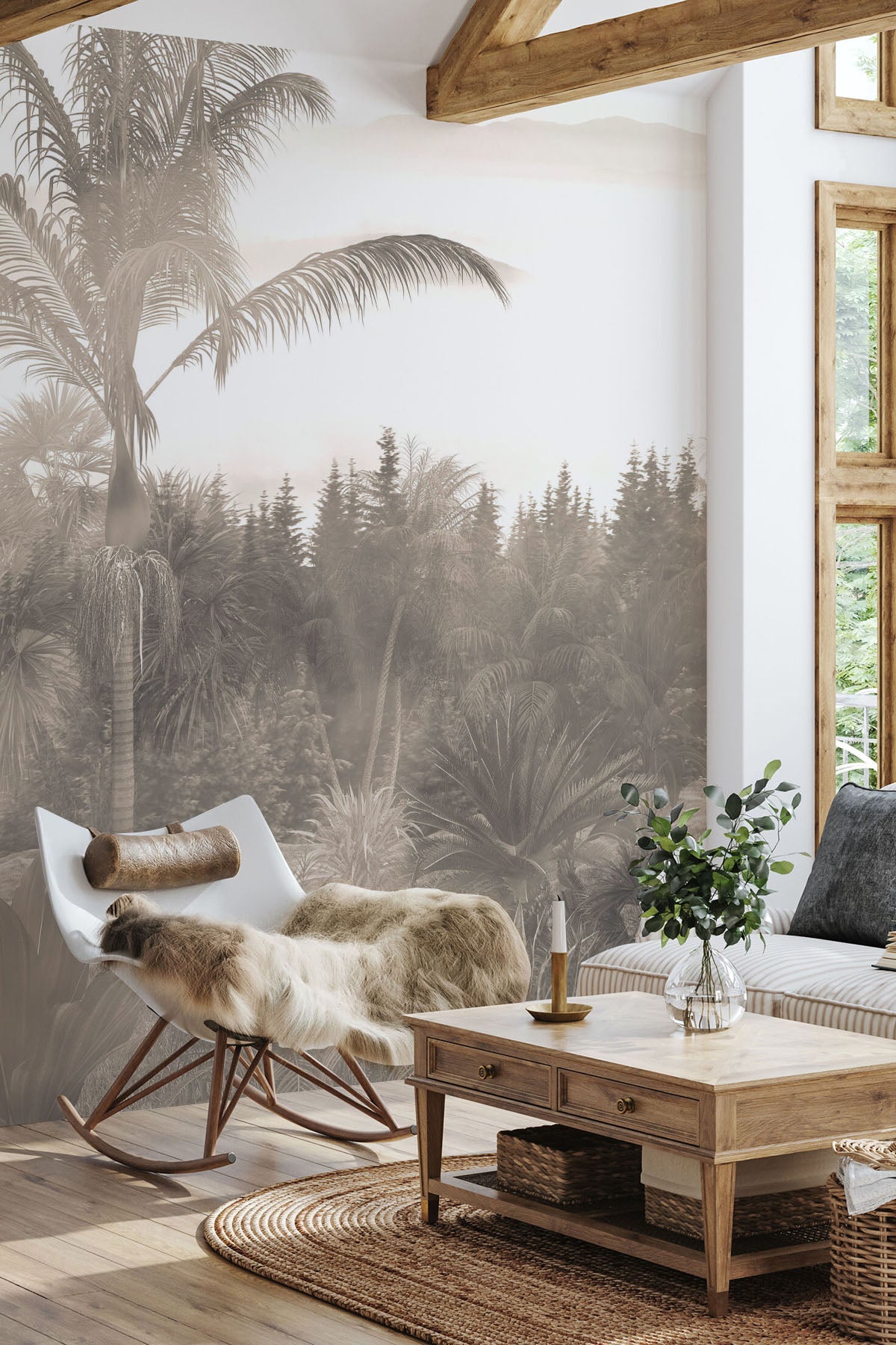Palm and Banana Leaf Paradise Wall Mural