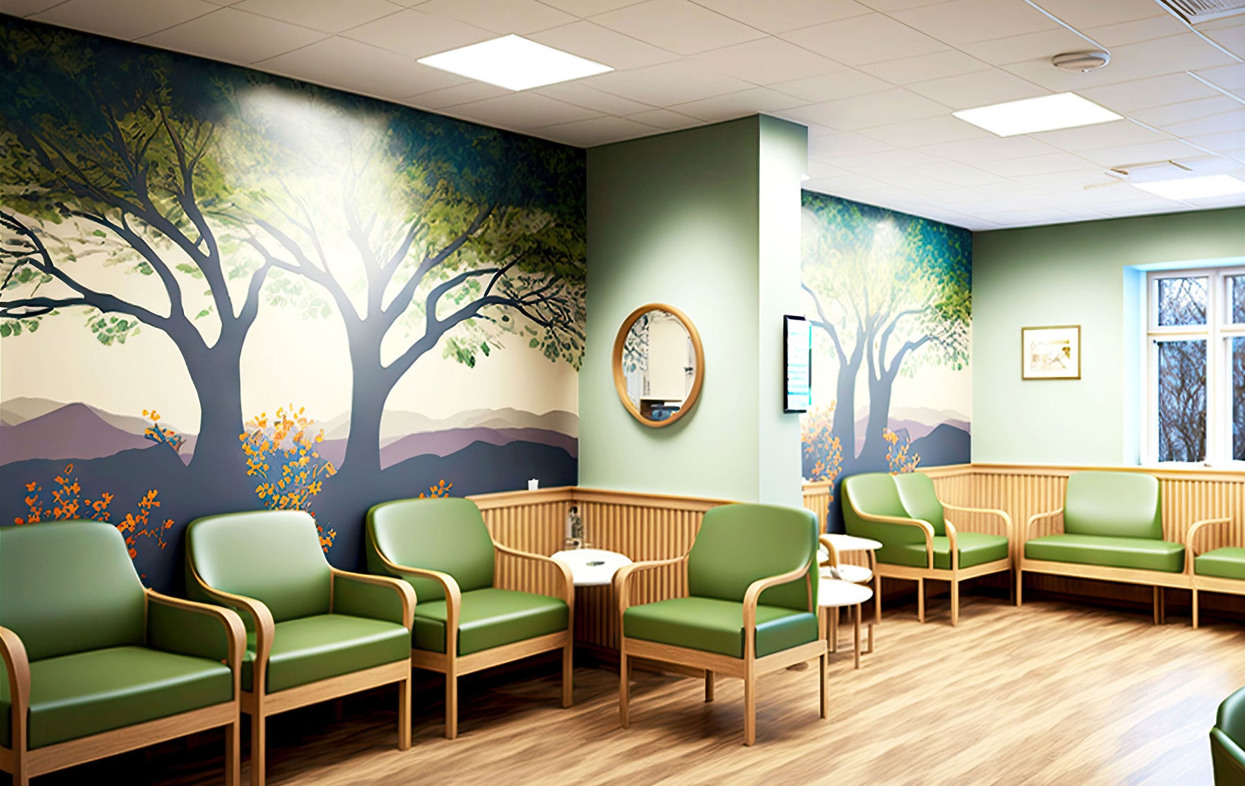 wall mural in a hospital waiting room