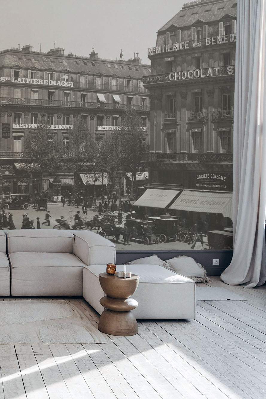 Panoramic Vintage Paris Scene Wall Mural