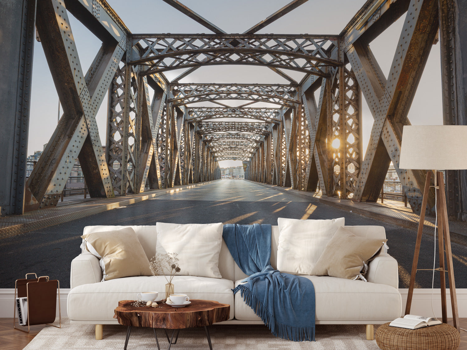 Asphalt Road Beneath the Bridge Wall Mural