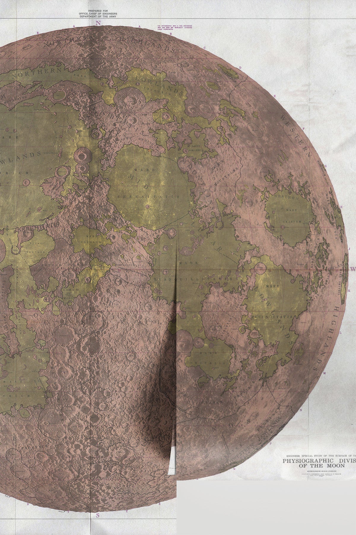 1961 Map of the Moon Wall Mural