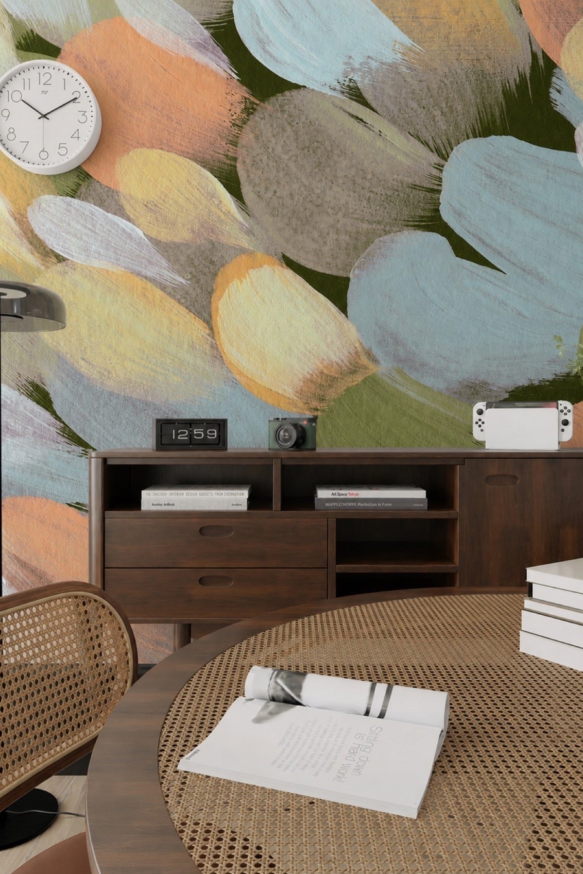 Abstract Petal Dance wall mural in a home office - Eazywallz
