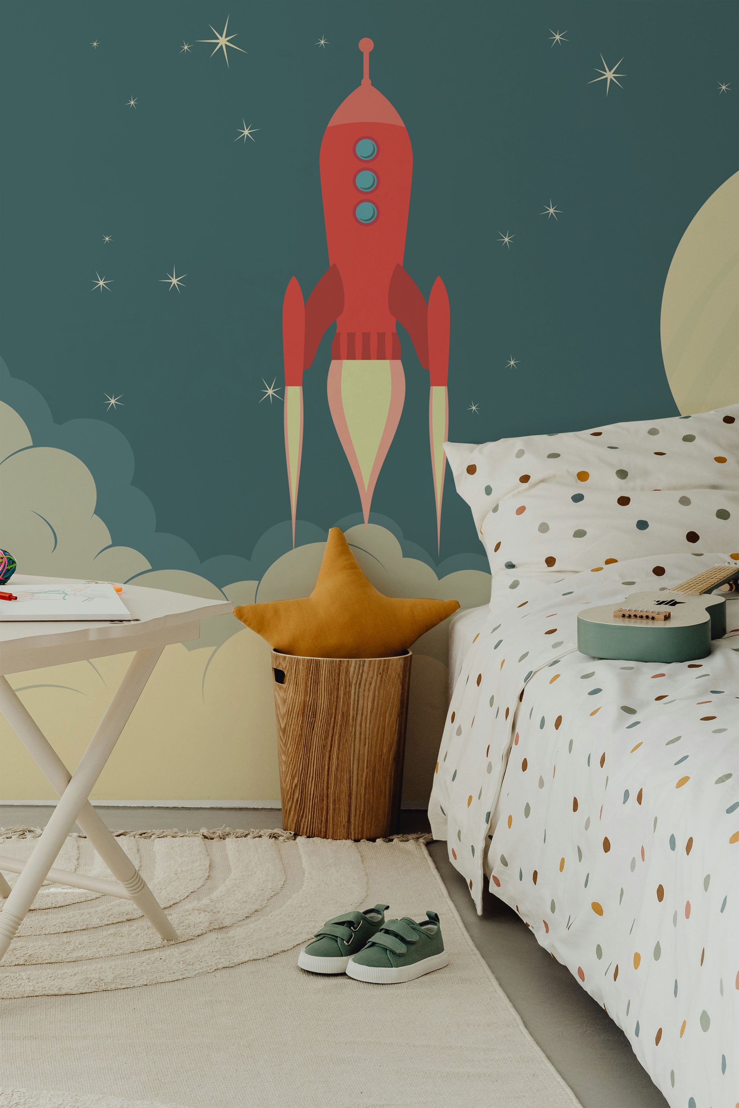 Retro Rocket Spaceship Wall Mural