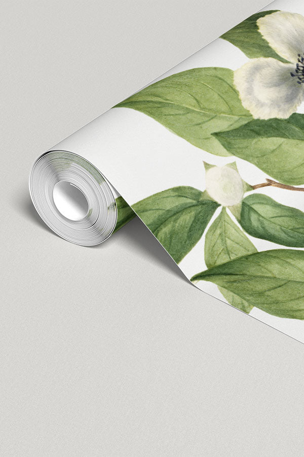Vintage White Floral Mural Wallpaper