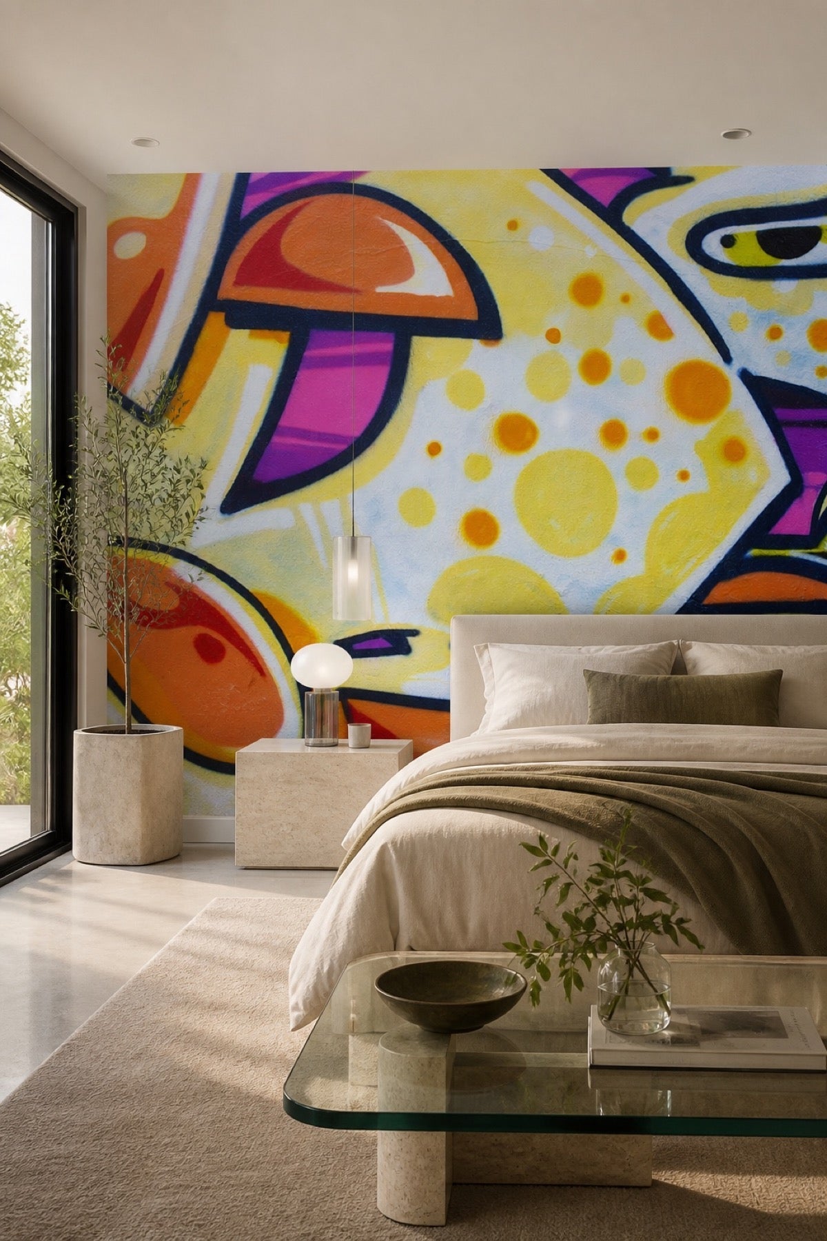 Abstract Street Graffiti wall mural in a bedroom
