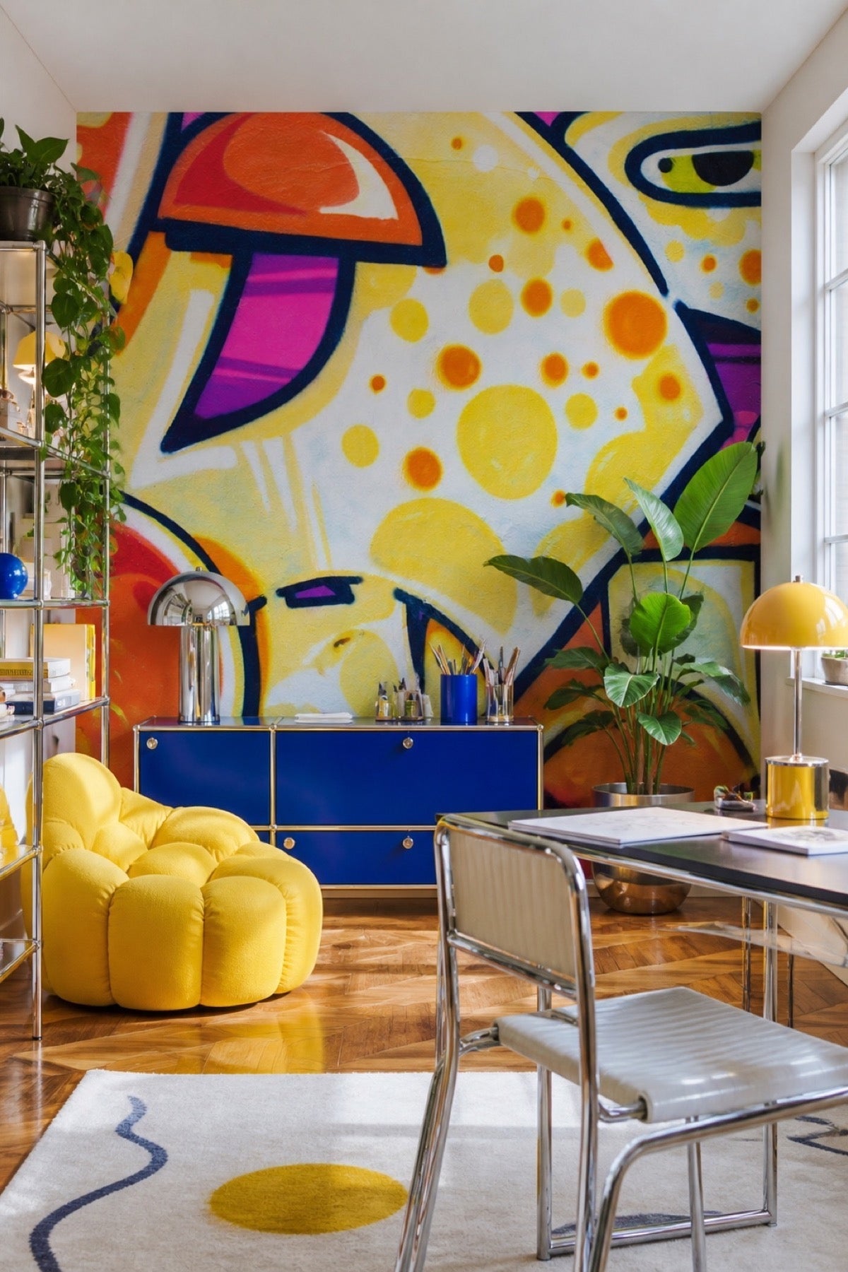 Abstract Street Graffiti wall mural in a home office