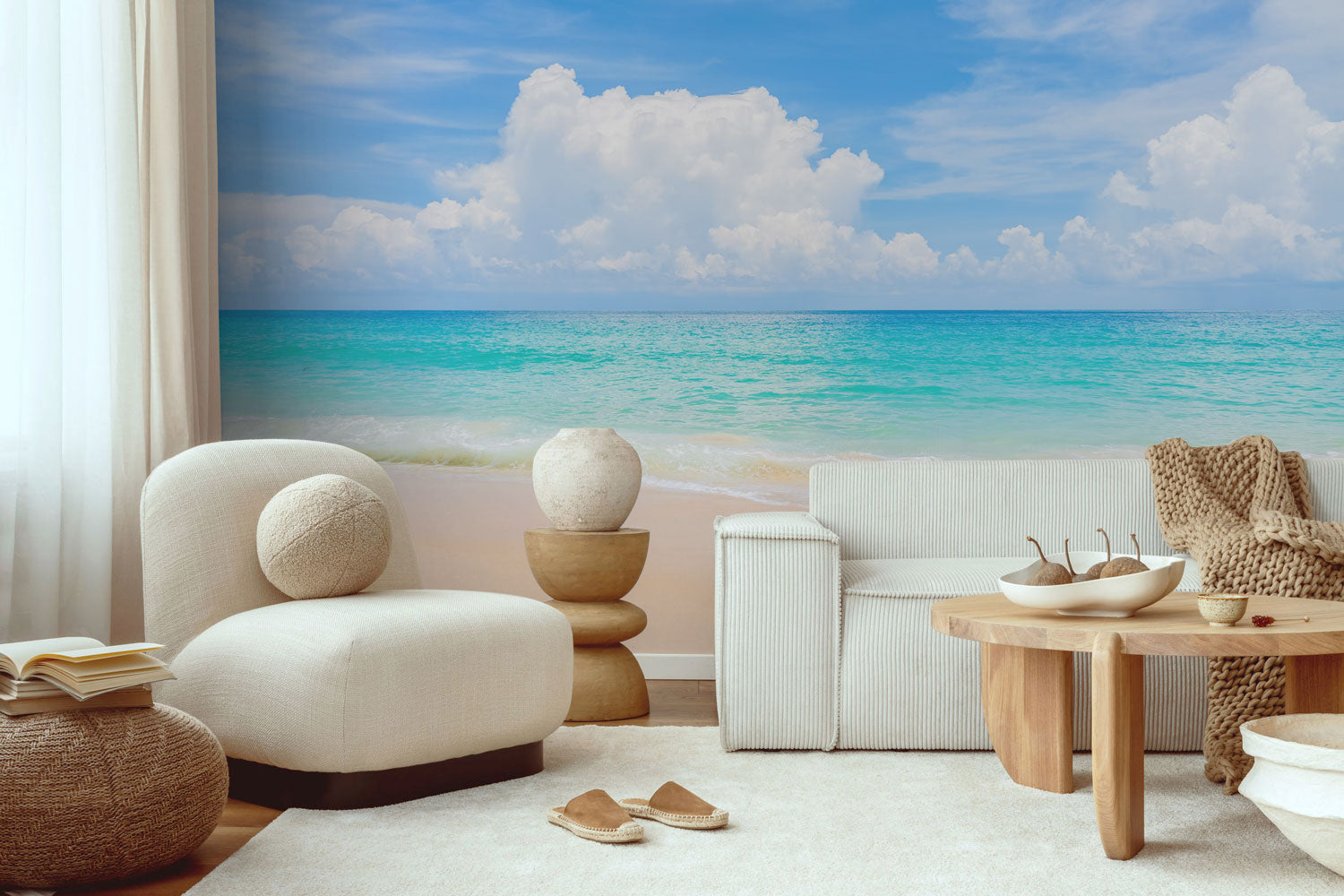 Blue Sky Tropical Beach Wall Mural