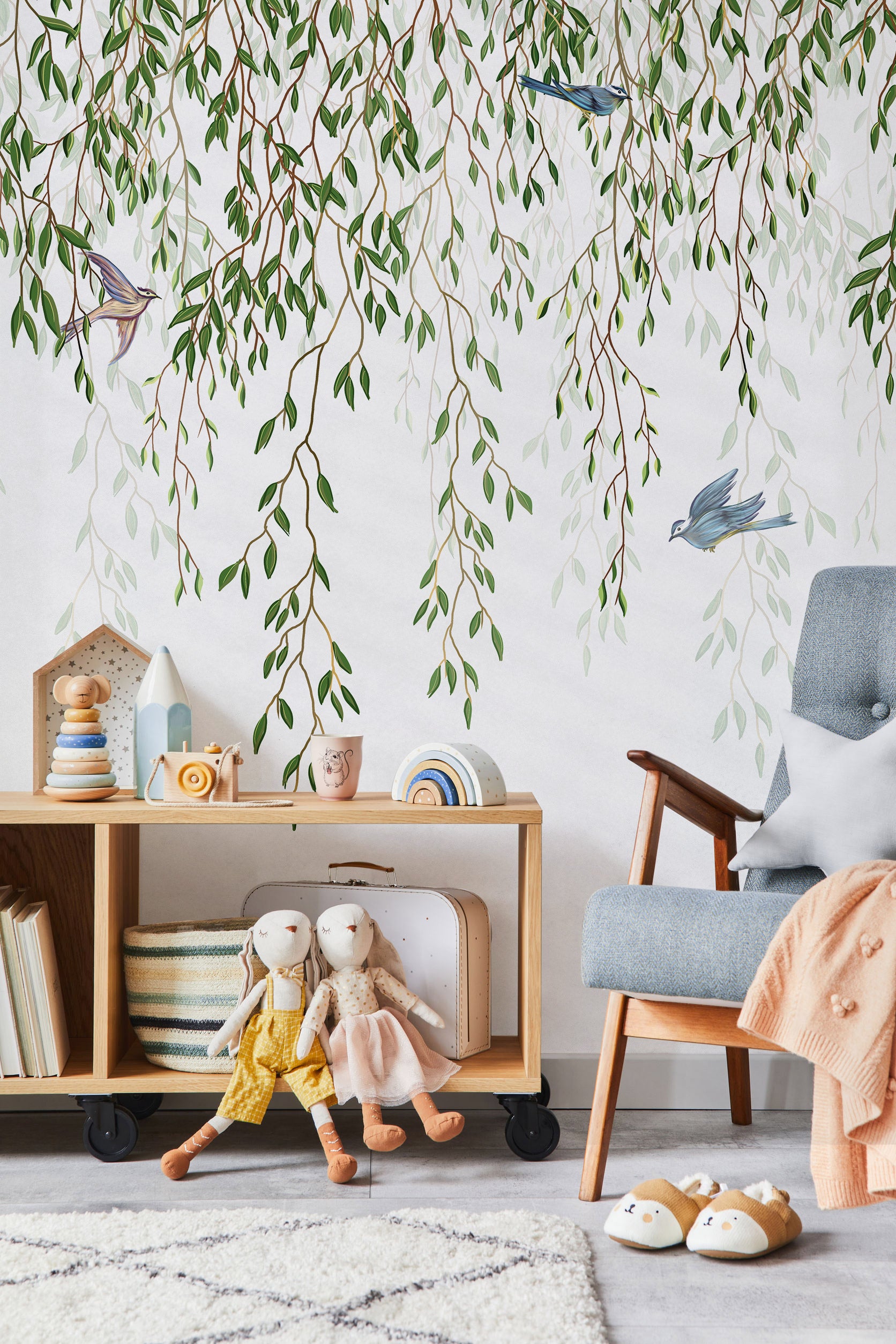 Birds and Willow Branch Chinoiserie