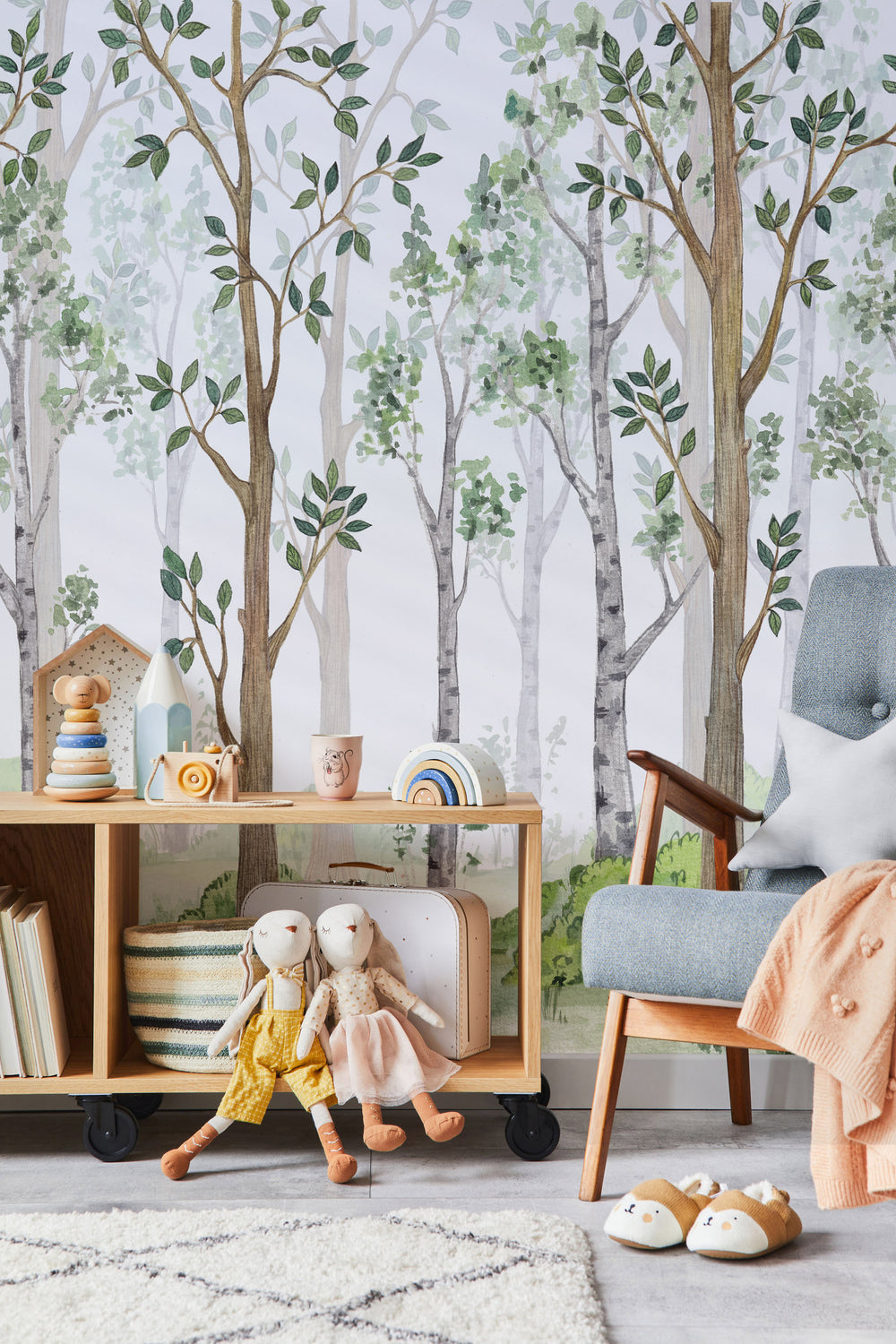 Birch Forest Watercolor Wall Mural | Forest Murals | Eazywallz