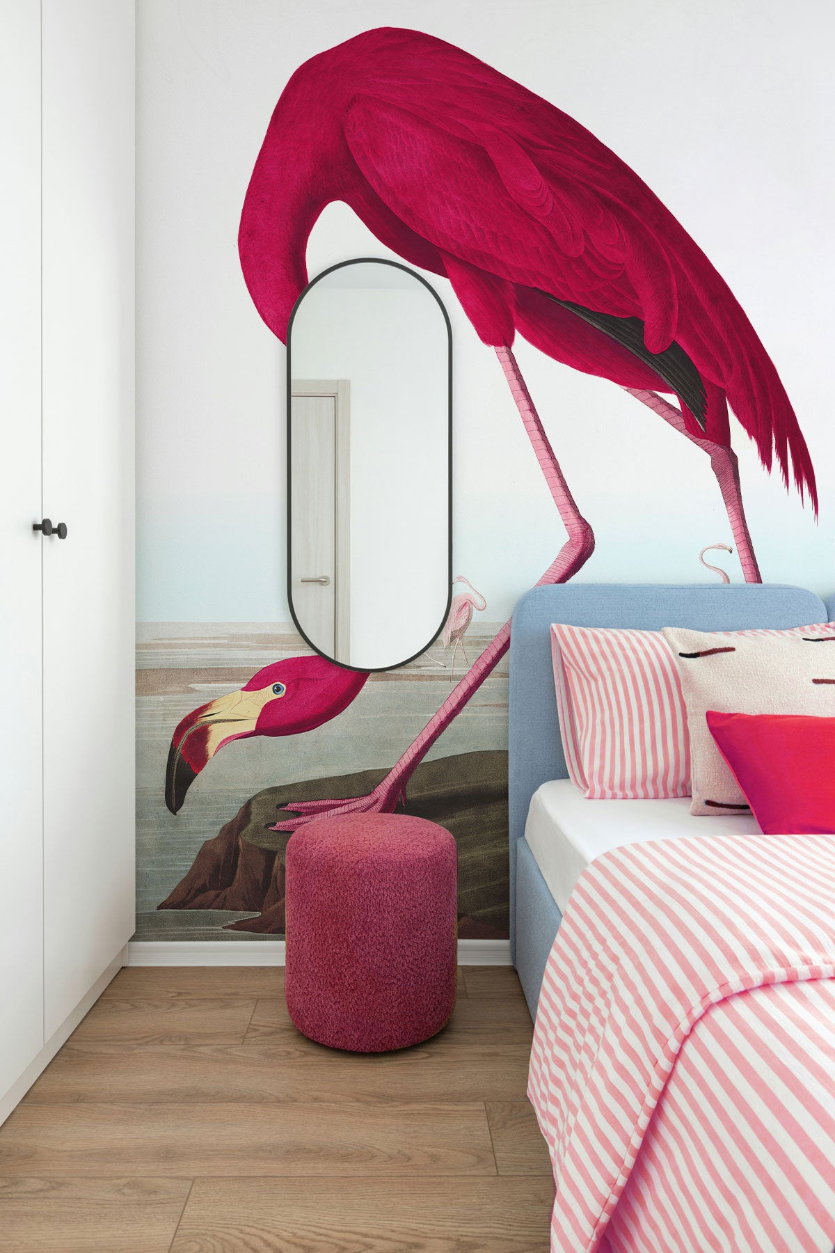 Vintage Flamingo Painting Wall Mural