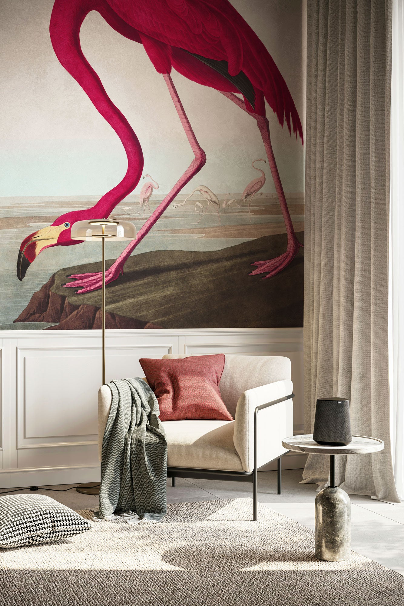 Vintage Flamingo Painting