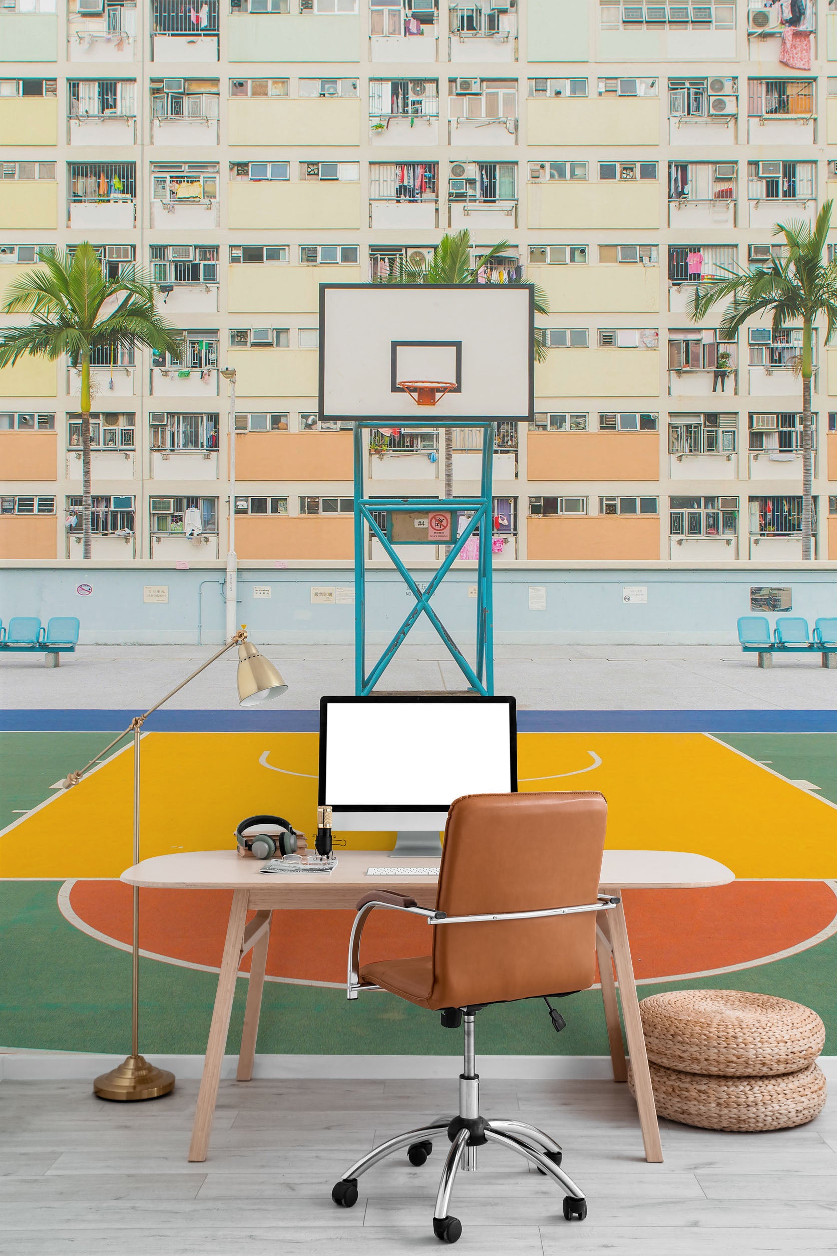 Colourful Basketball Court Wall Mural