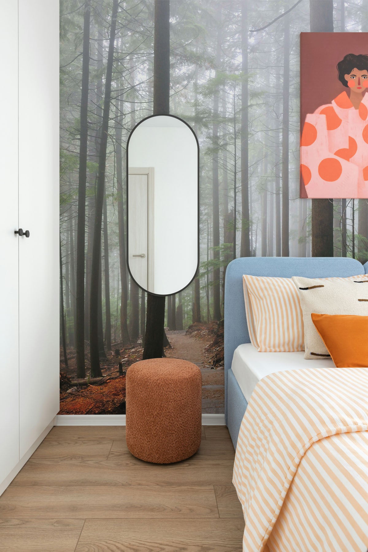 Foggy Forest & Hiking Trail Wall Mural
