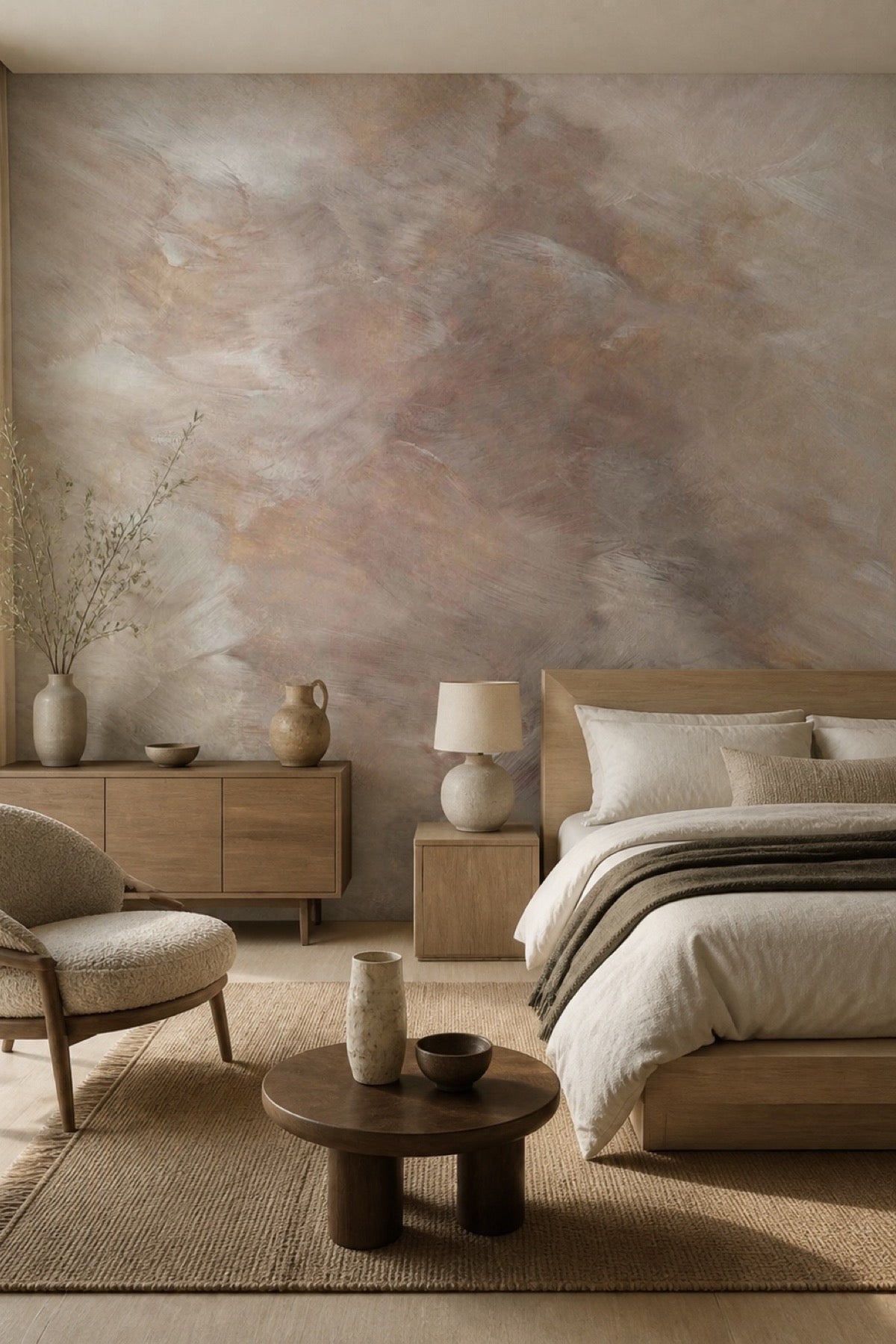 Abstract Sahara #2 abstract wall mural in a minimalist bedroom