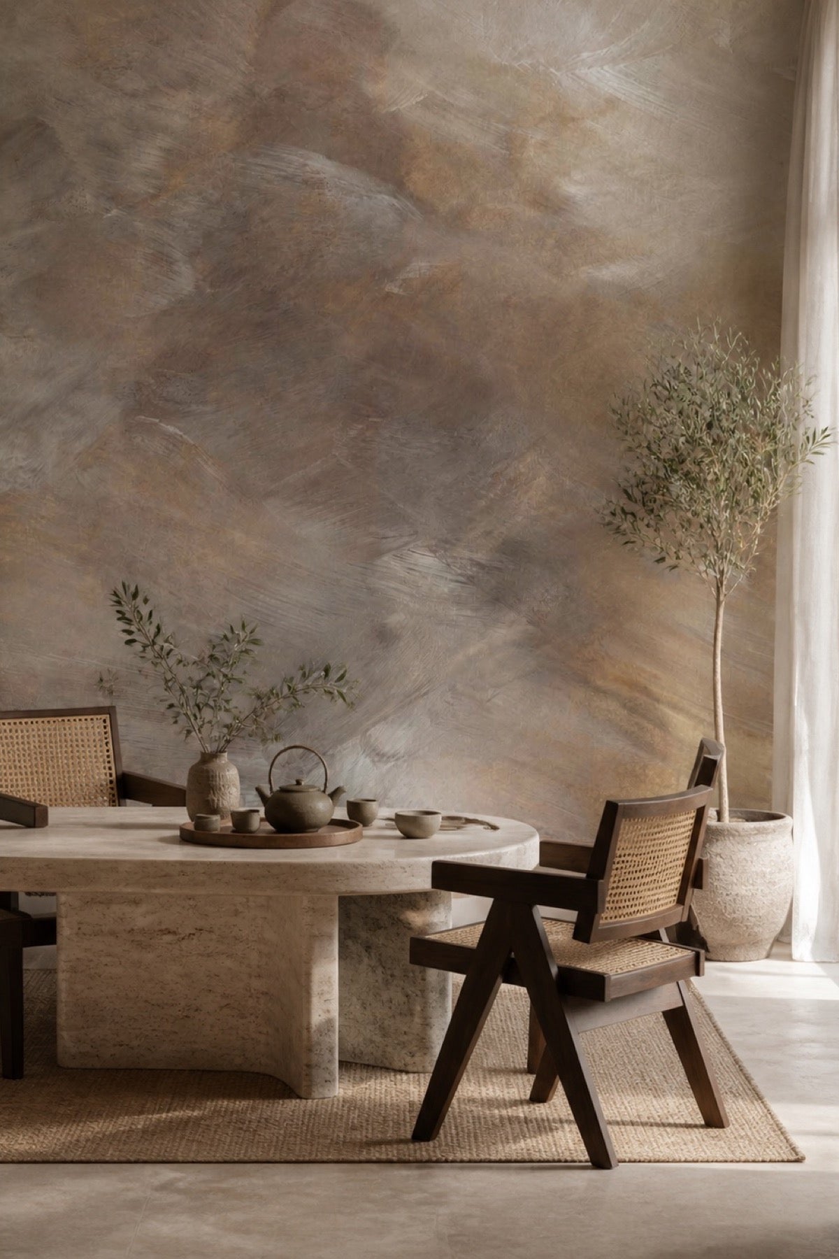 Abstract Sahara #2 abstract wall mural in a bohemian dining room