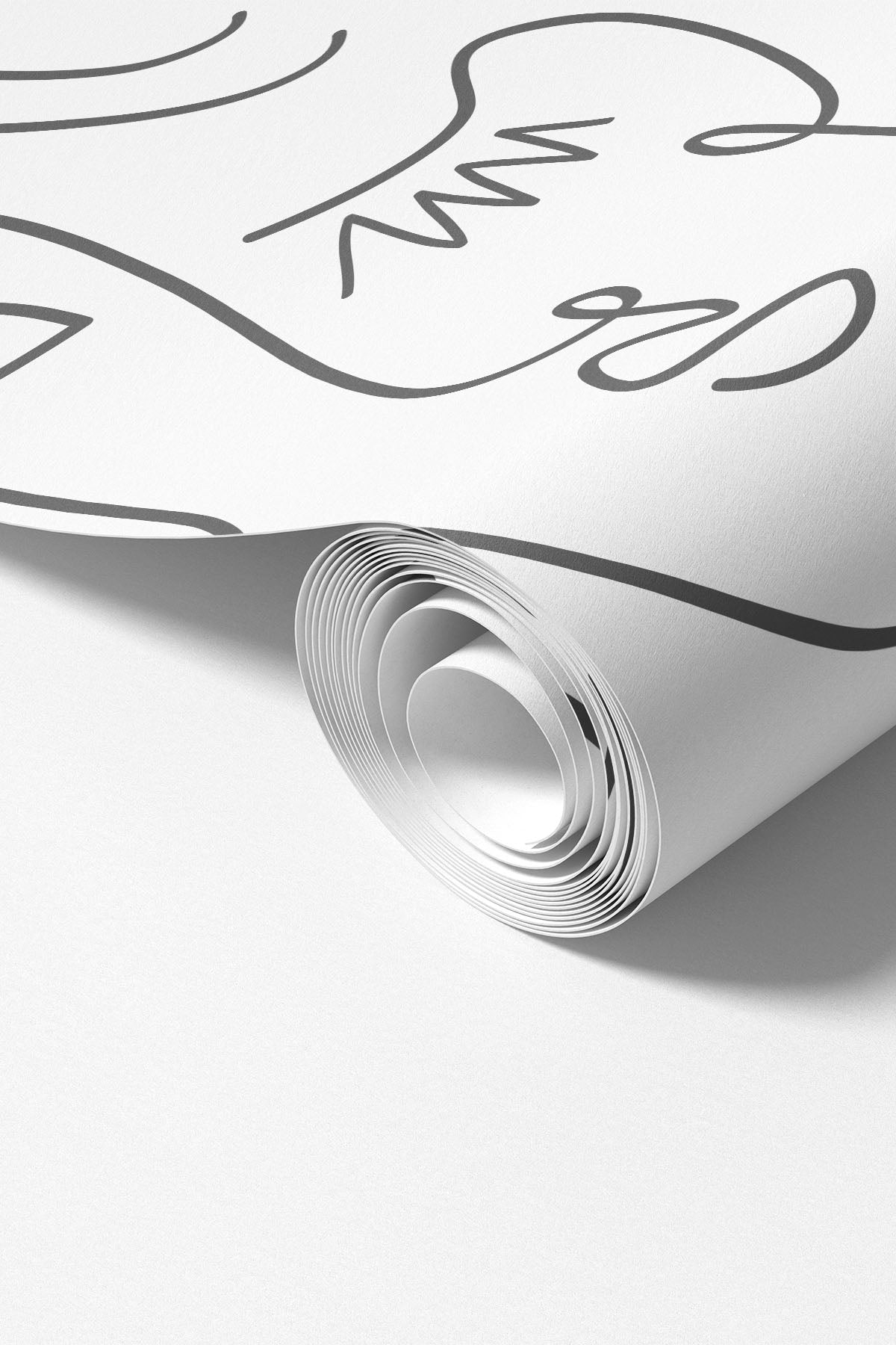 Grey Abstract Line Faces wall mural roll