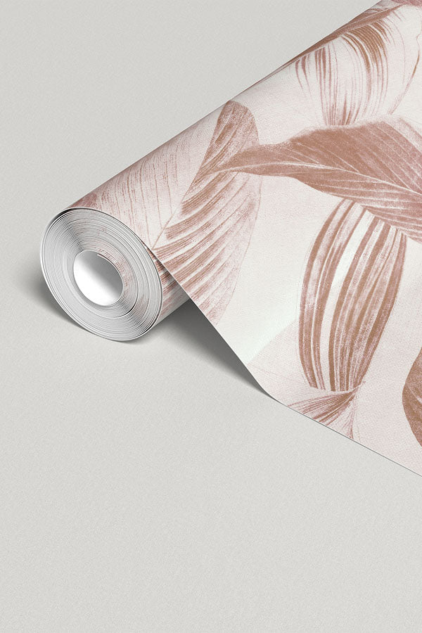 Faded Red Banana Leaves Wall Mural