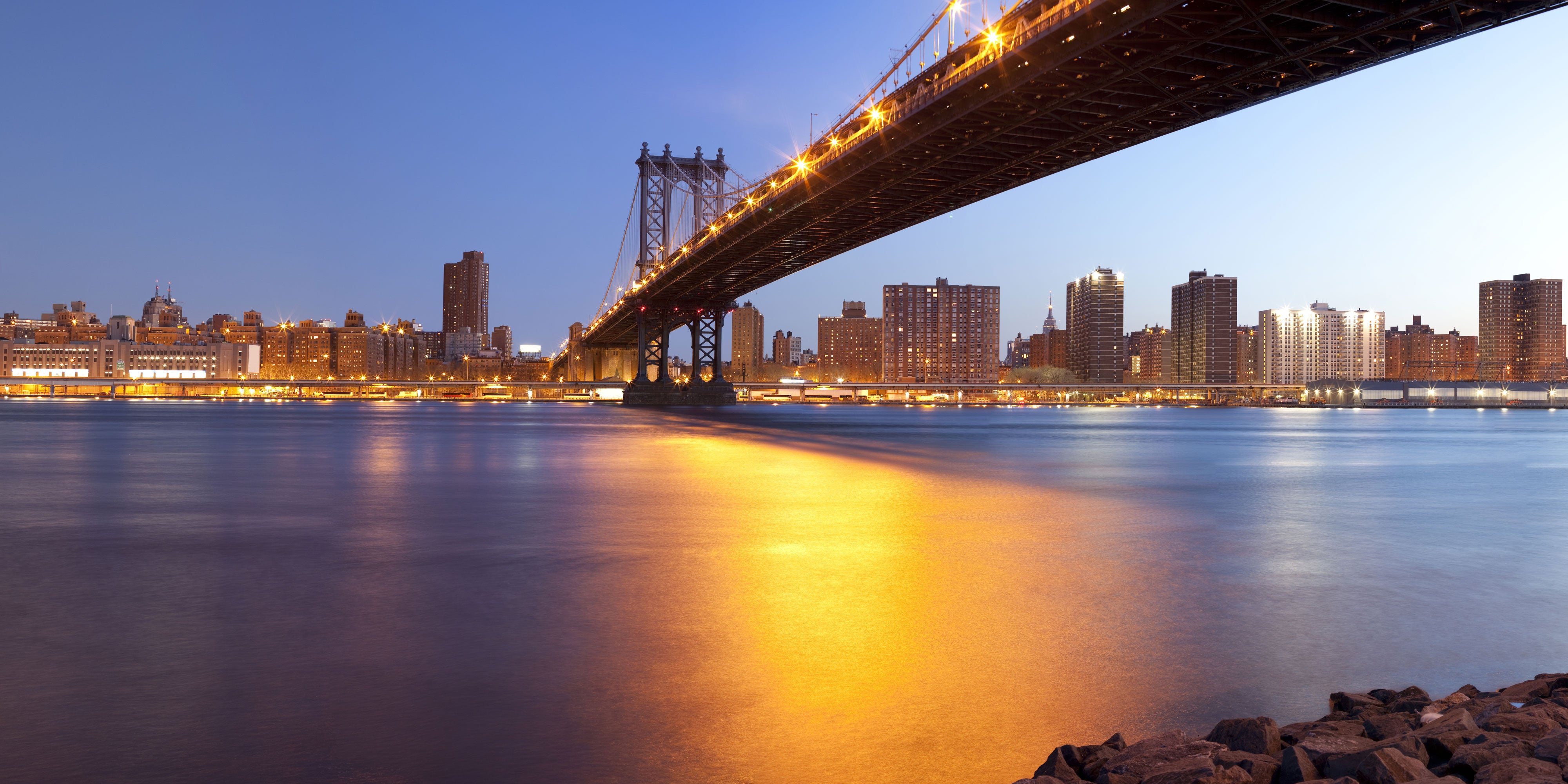 Manhattan Bridge at Dawn Wall Mural - NYC Skyline | Eazywallz