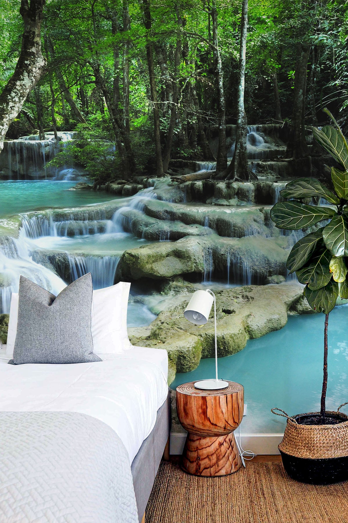 Deep forest waterfall Wall Mural