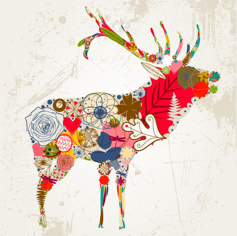 Floral Deer Wall Mural