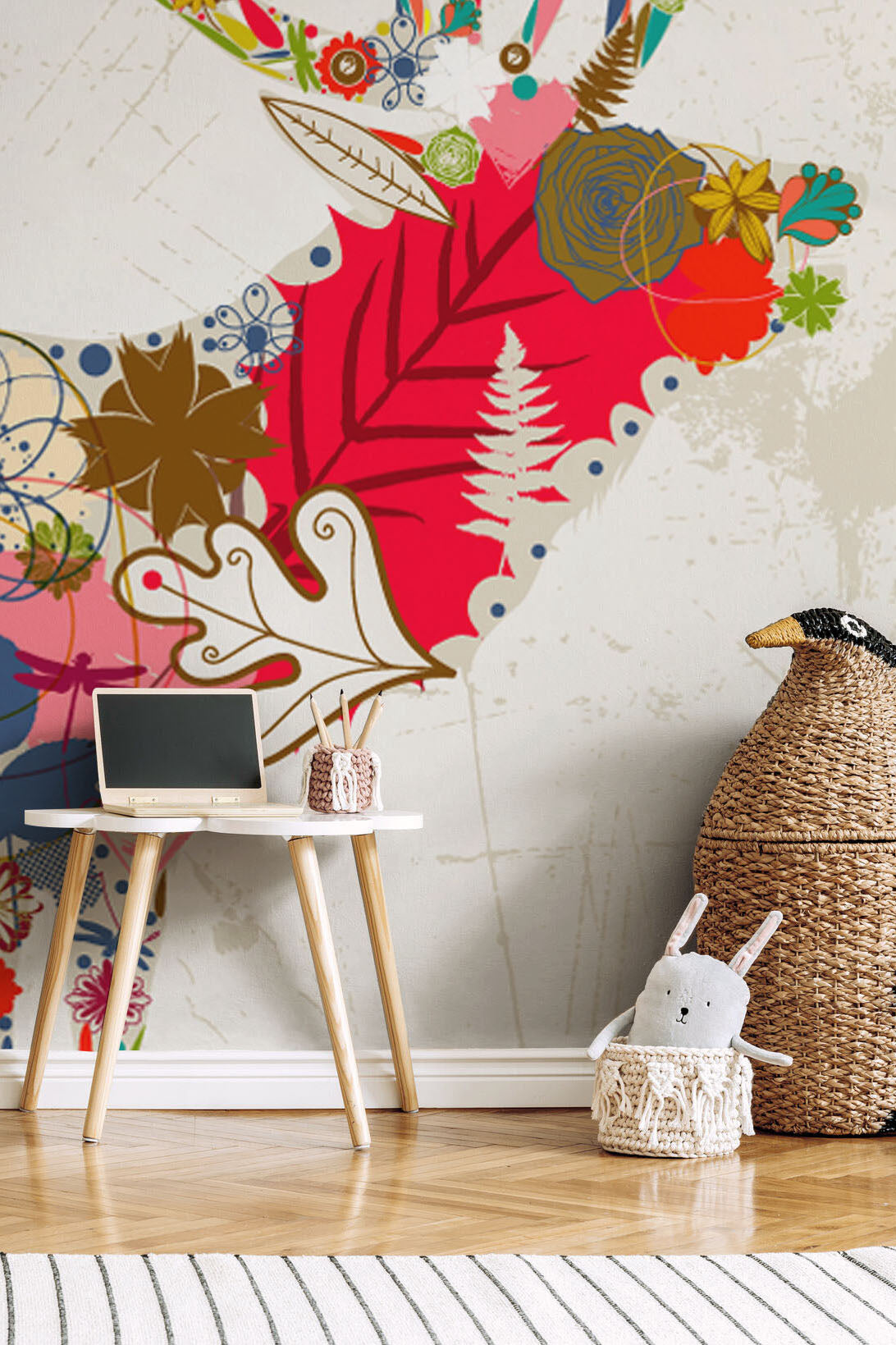 Floral Deer Wall Mural