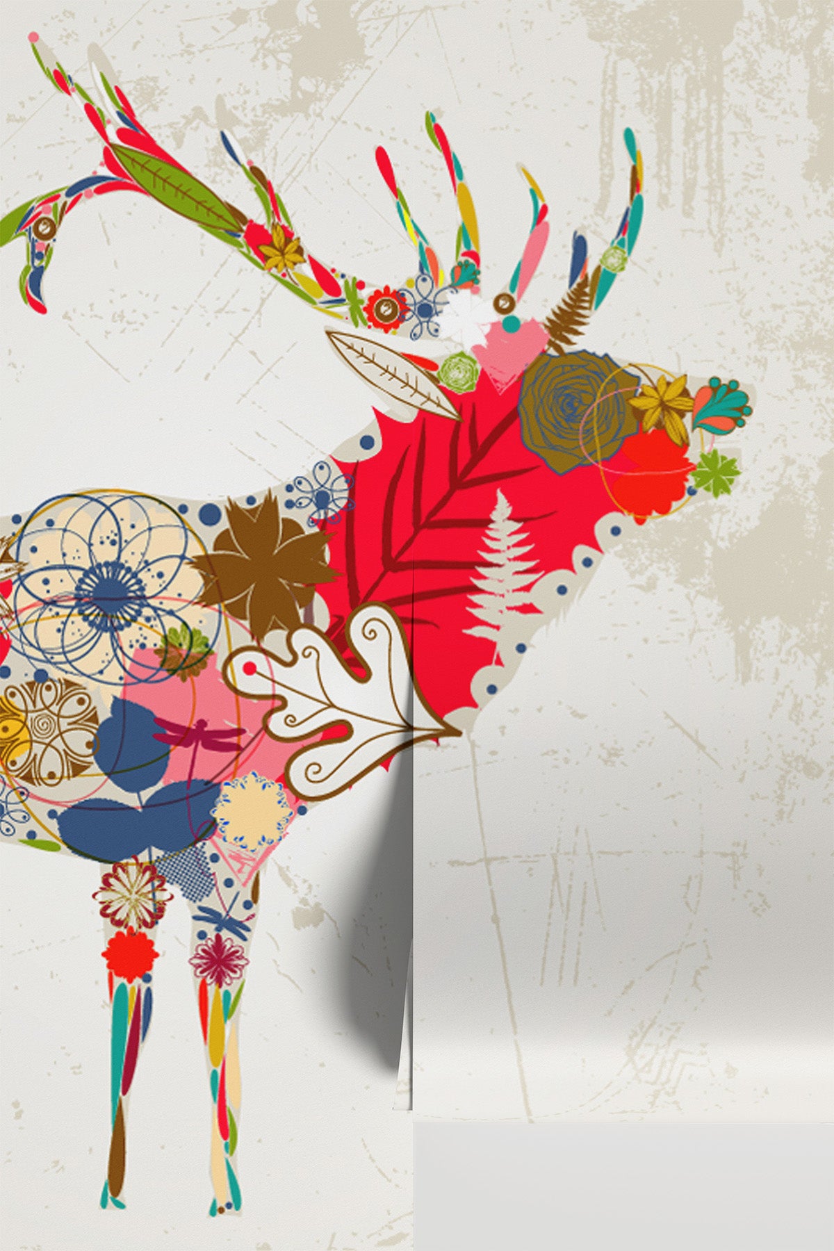 Floral Deer Wall Mural