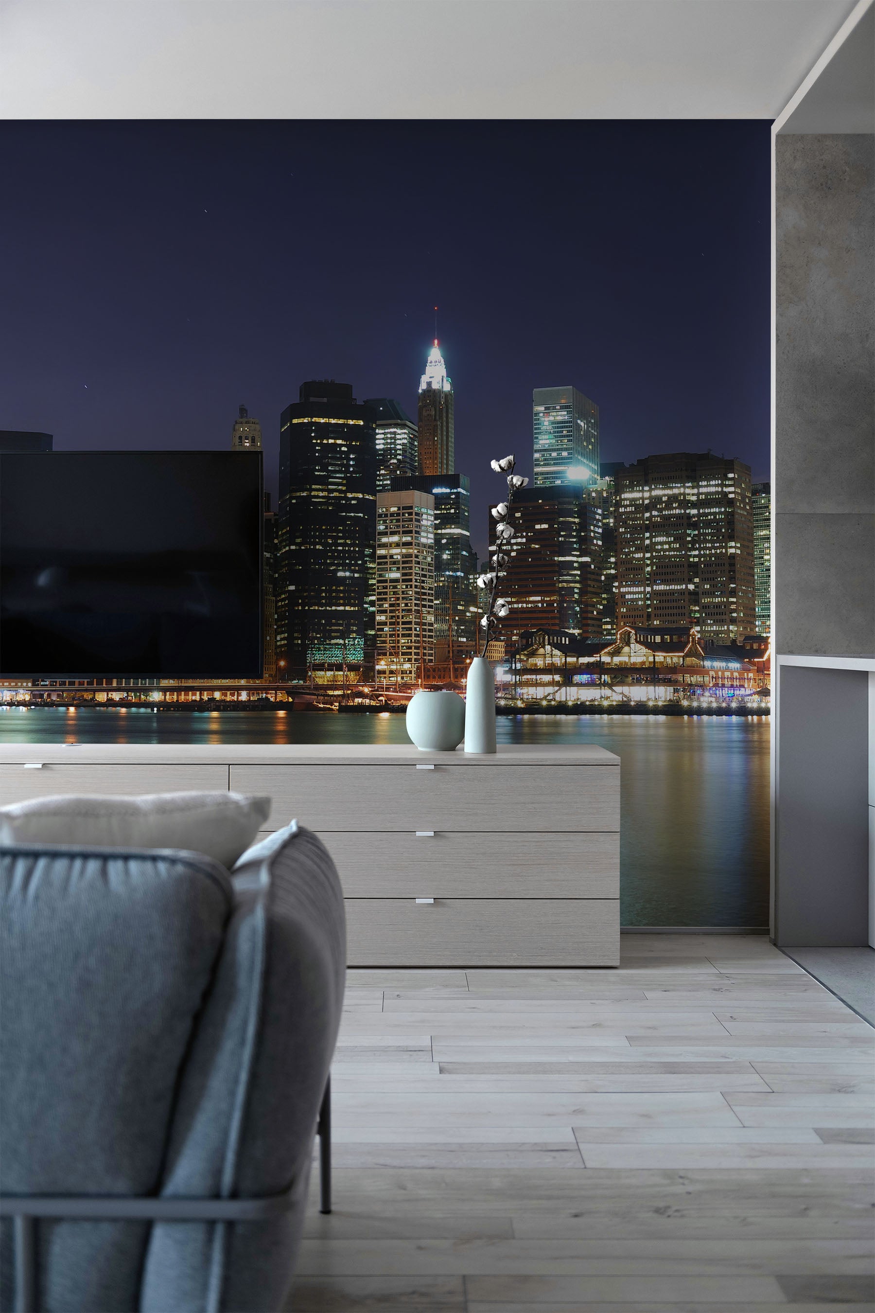 Panorama of Illuminated New York City Wall Mural