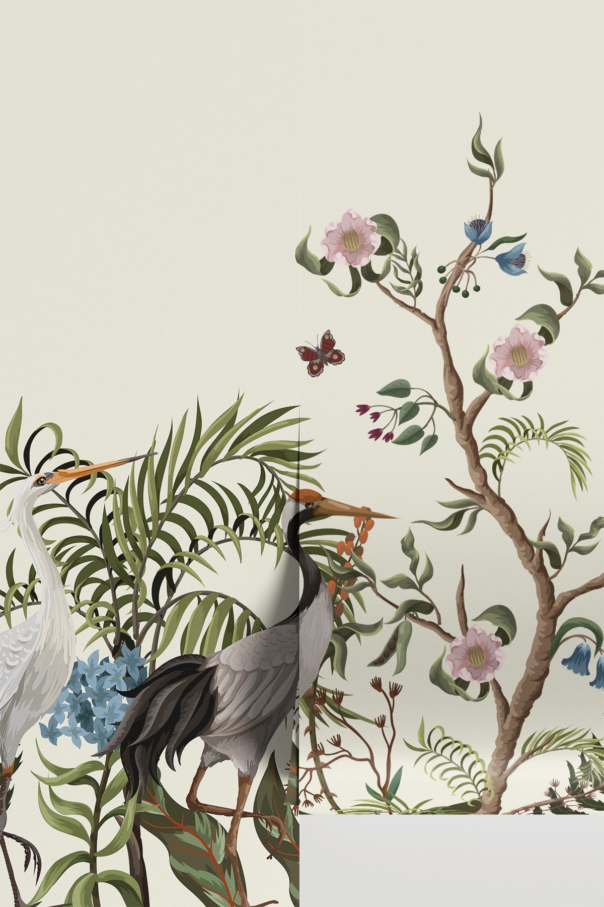 Light Birds and Flowers Chinoiserie Wall Mural