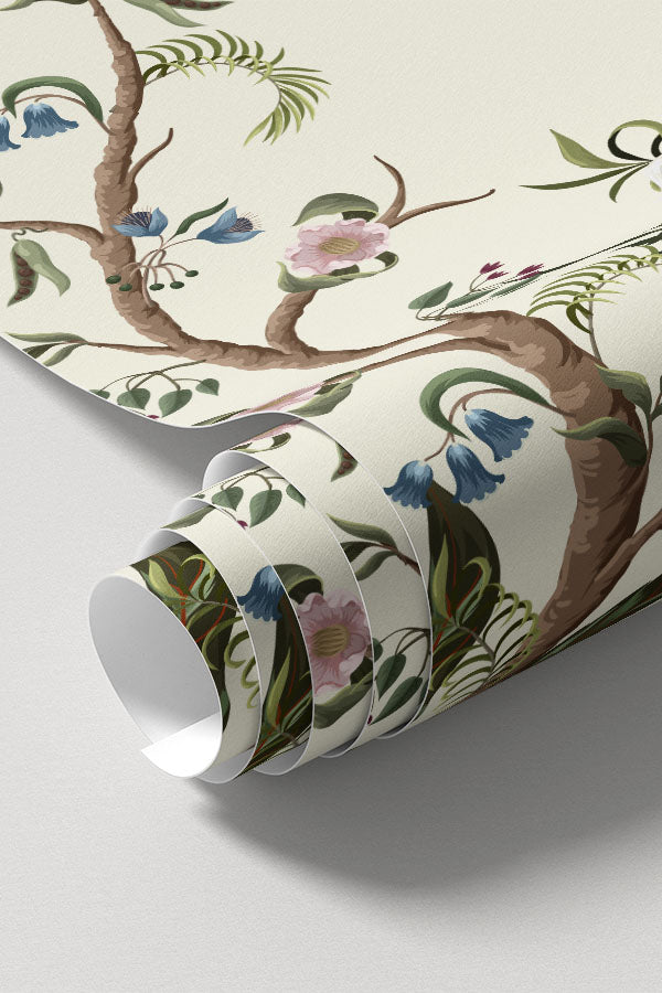 Light Birds and Flowers Chinoiserie Wall Mural