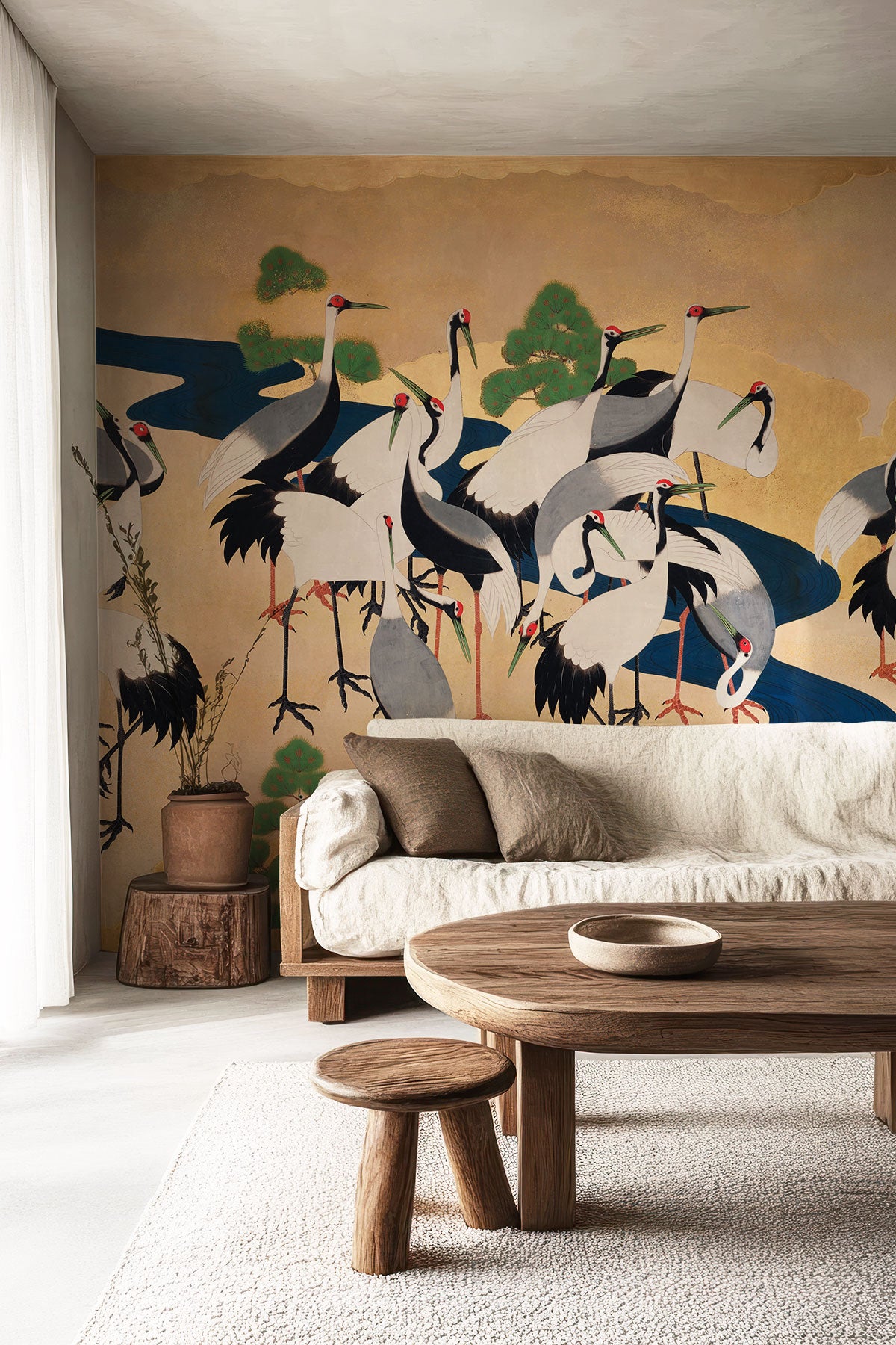 Graceful Flight of Japanese Cranes