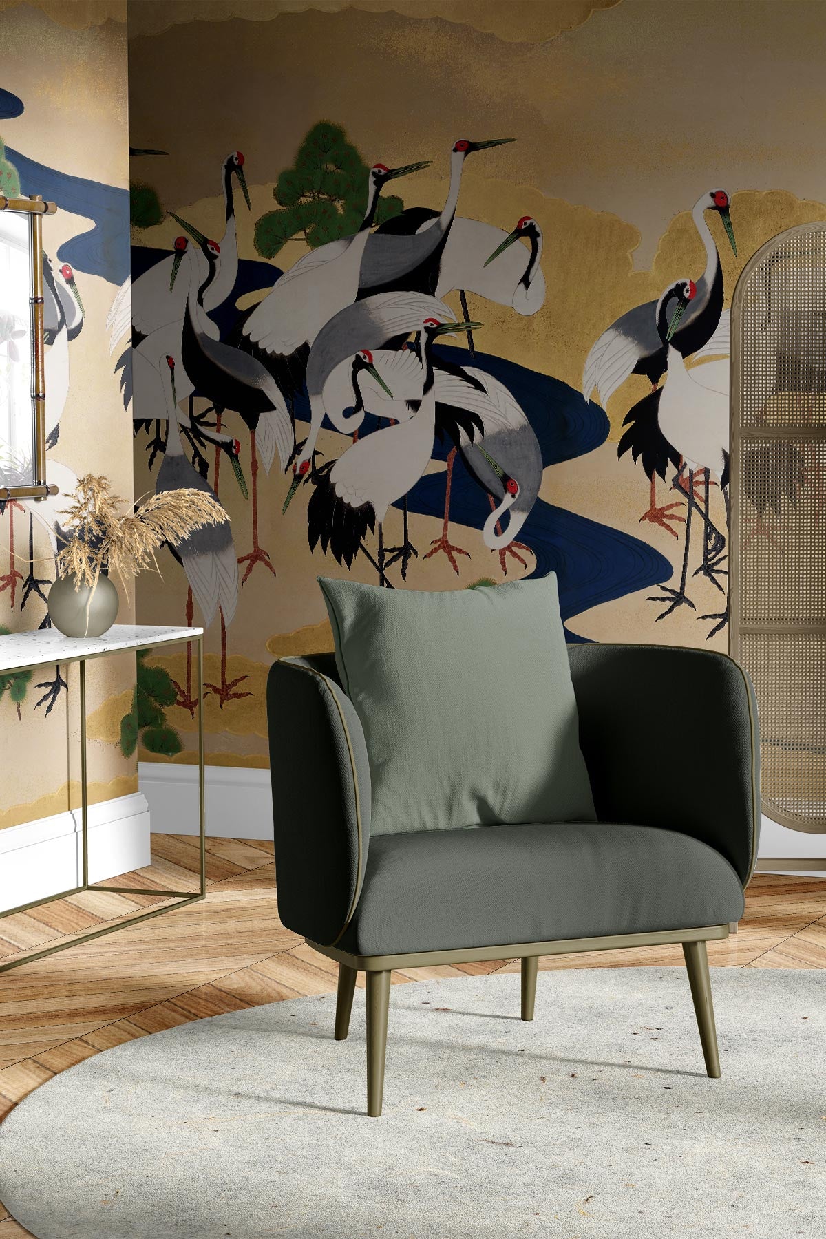 Graceful Flight of Japanese Cranes