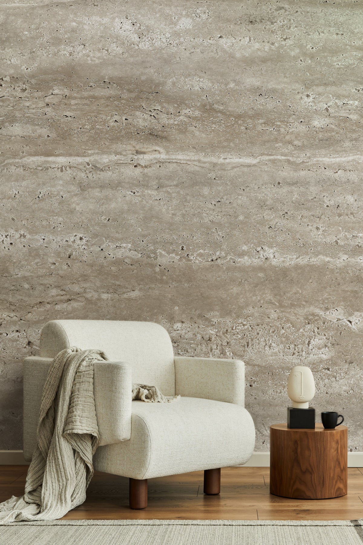 Natural Stone Wall Mural | Travertine Texture Wallpaper | Eazywallz