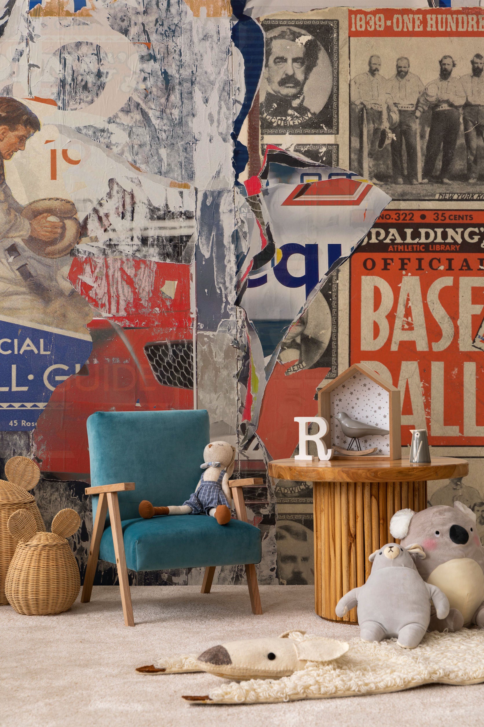 Torn Baseball Posters Wall Mural