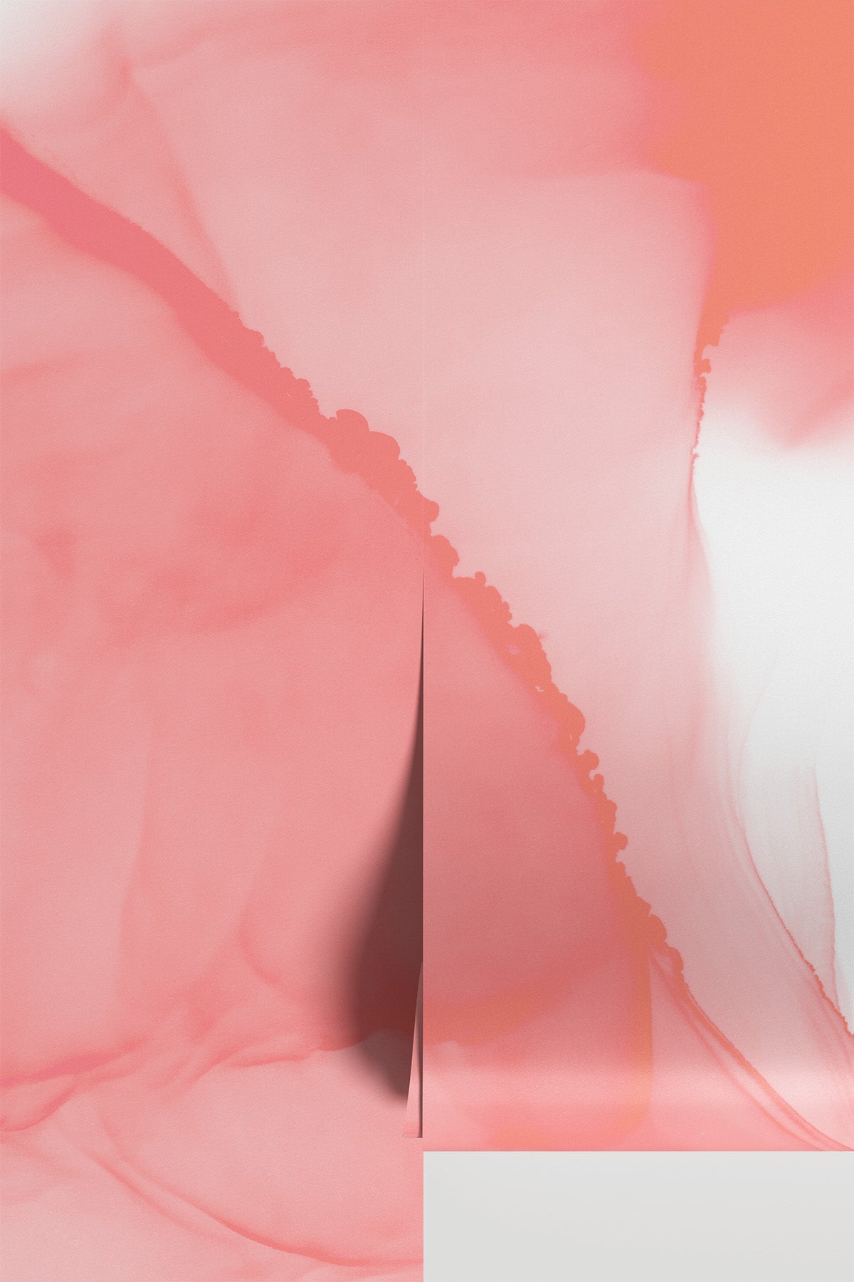 Faint Coral Ink Utopia peel-and-stick wall mural, standalone view