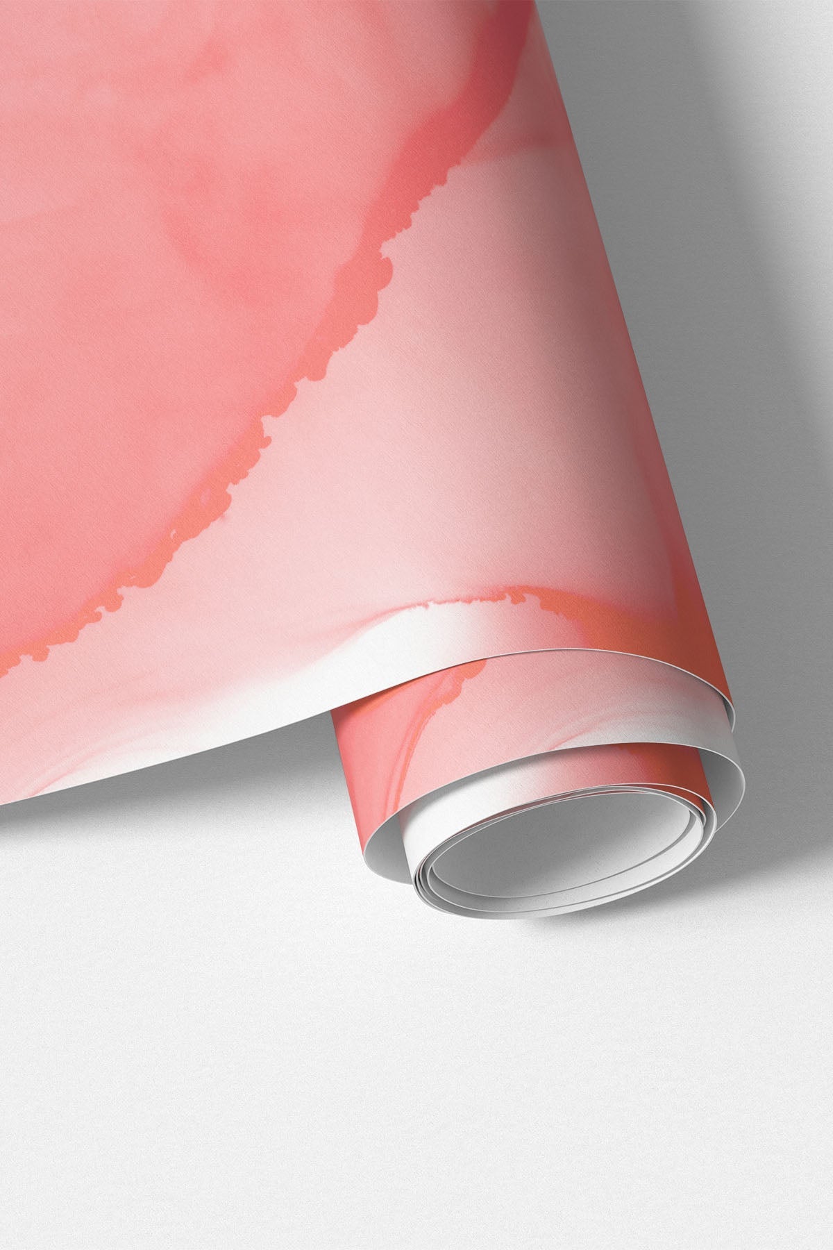Faint Coral Ink Utopia wall mural shown as a printed roll