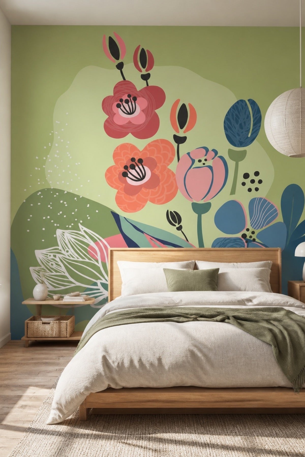 Abstract Floral Card 4 wall mural in a bedroom