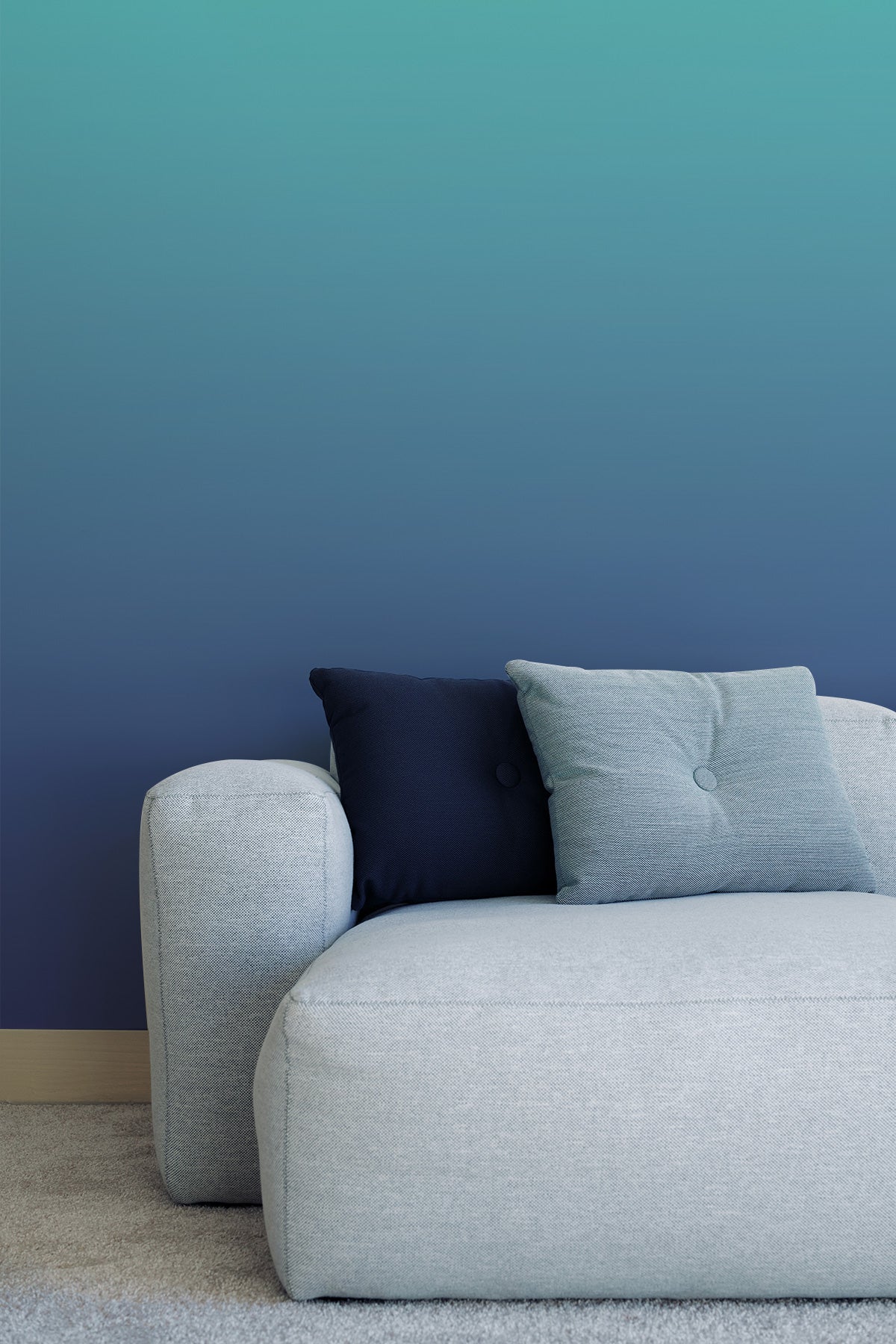 aquamarine blue gradient wallpaper for home behind a couch