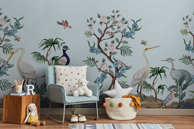 Birds and Flowers Chinoiserie Wall Mural