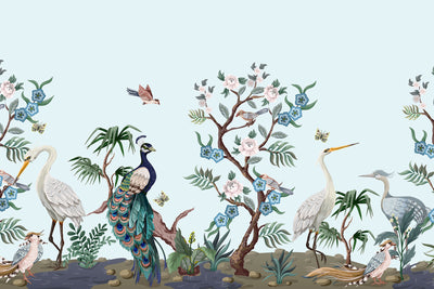 Birds and Flowers Chinoiserie Wall Mural