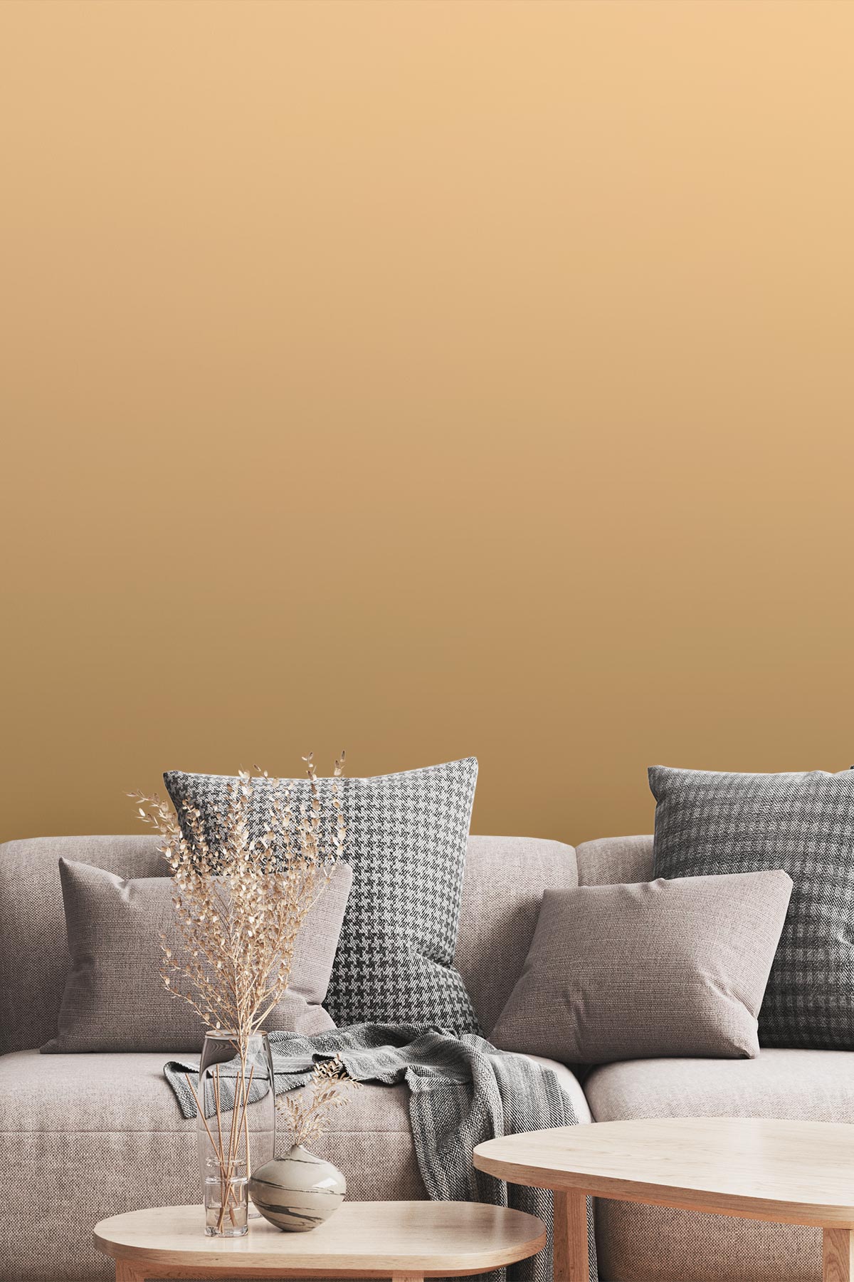 Caramel Swirl Wallpaper showcased in a living room