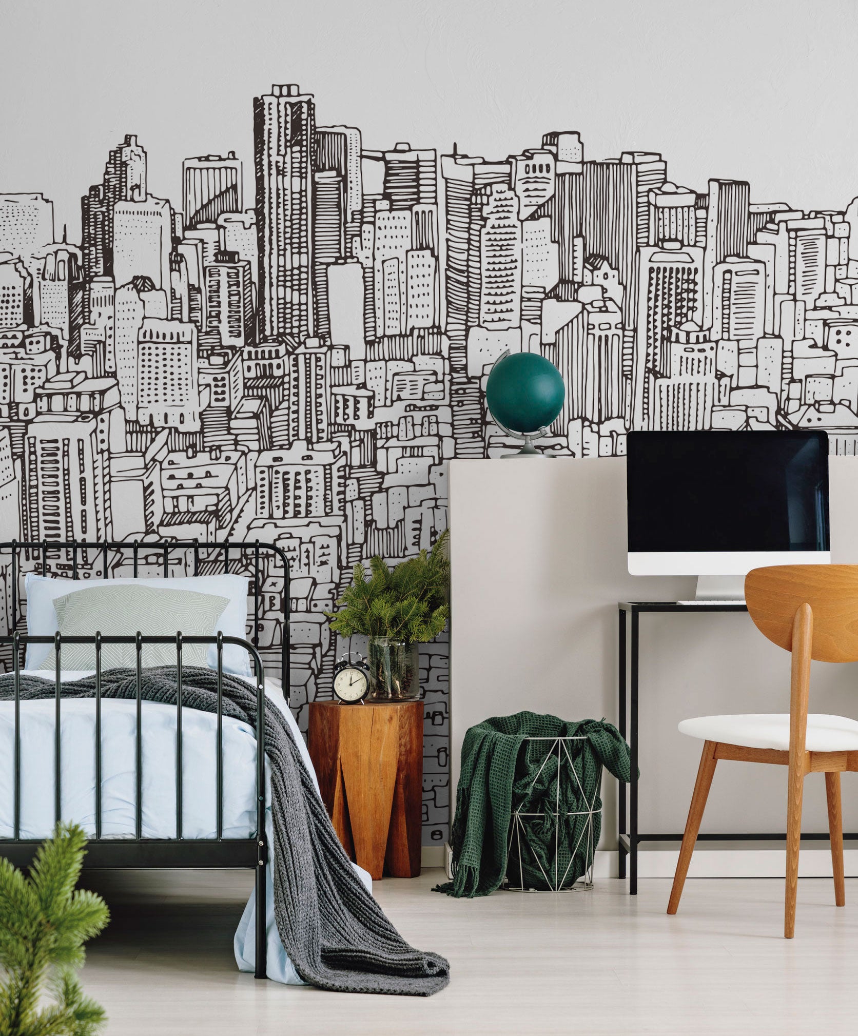 New York City Sketch Wall Mural - Hand Drawn Wall Mural - Eazywallz
