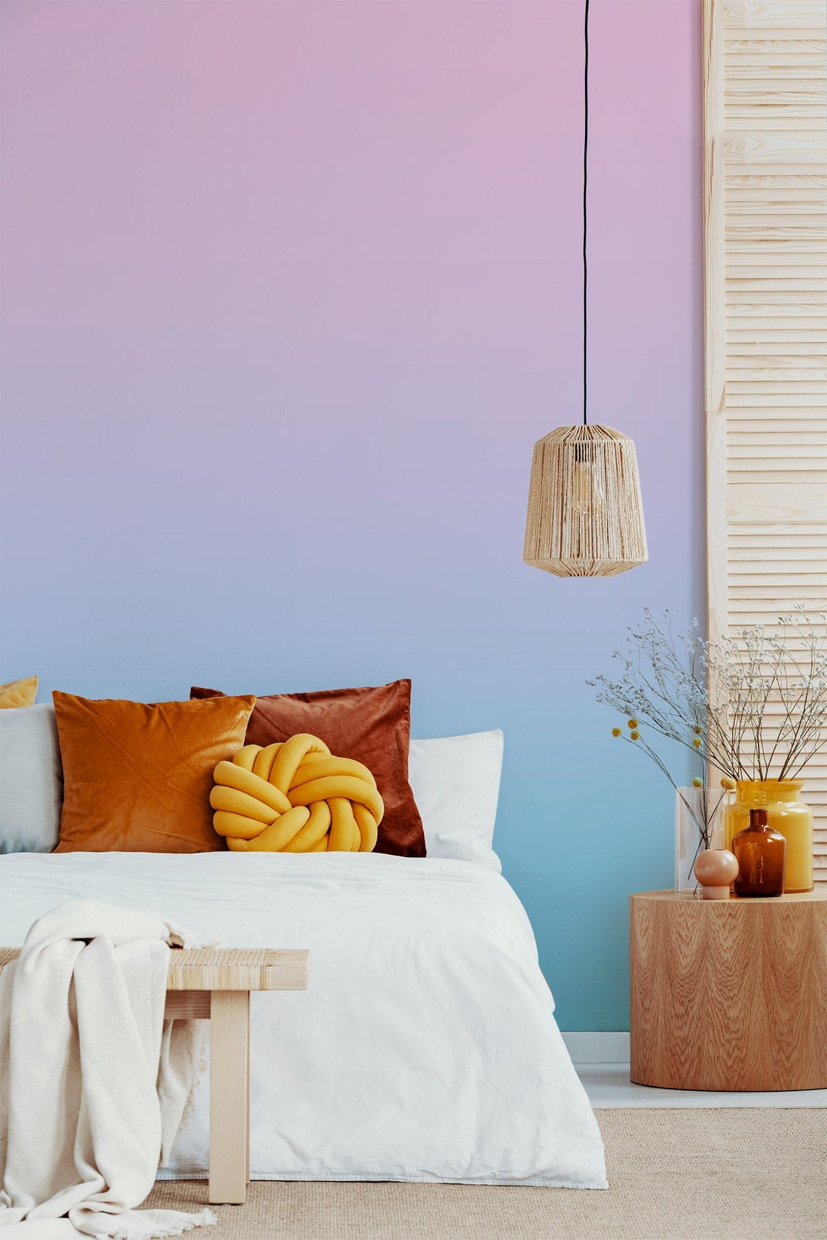 Cotton Candy Wallpaper showcased in a bedroom