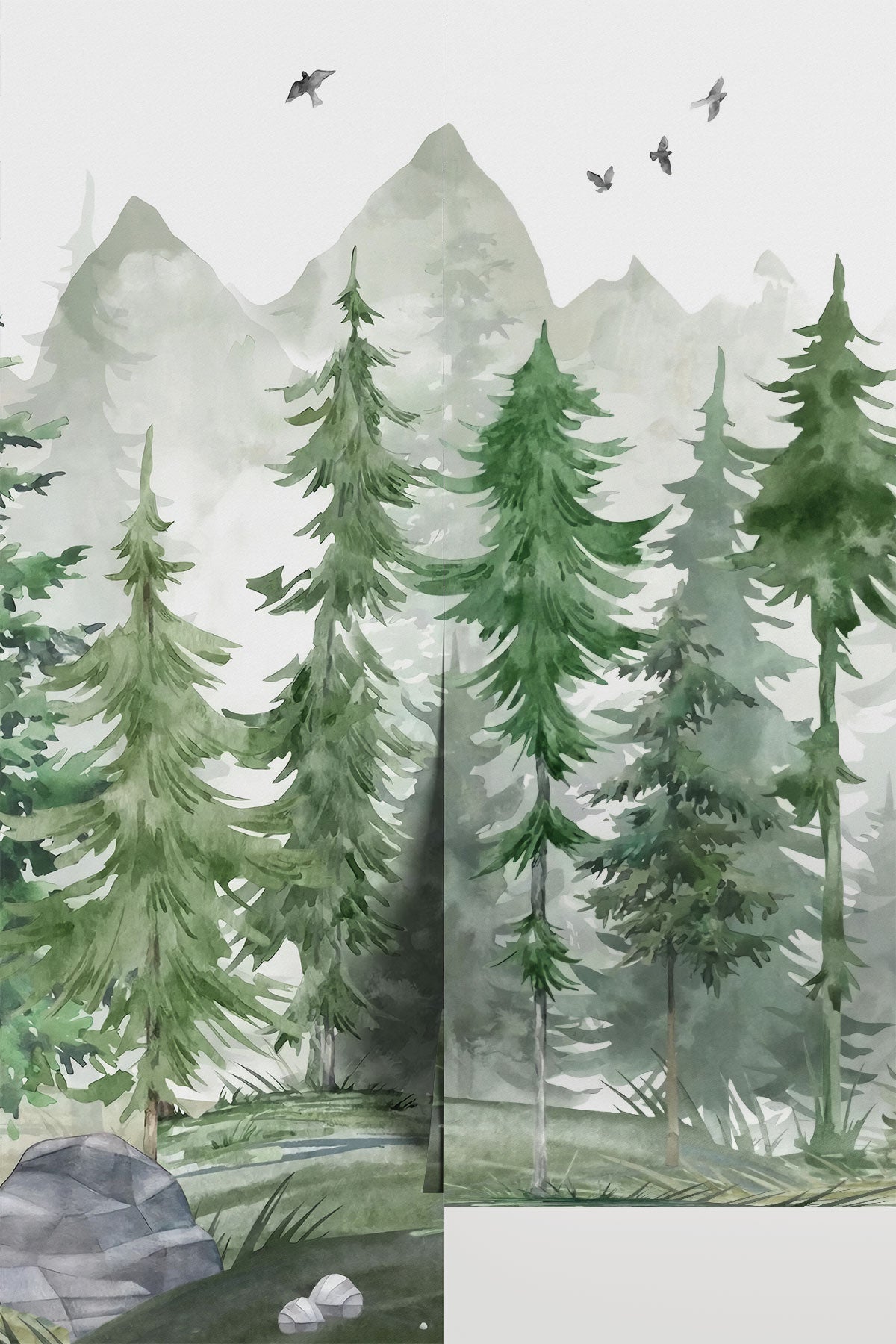 Watercolor Mountains & Forest